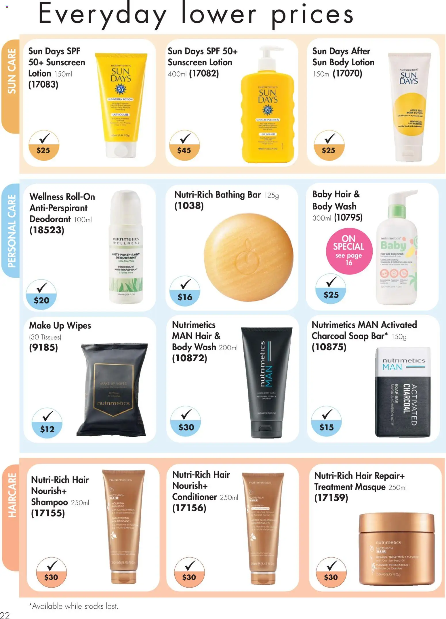 Nutrimetics catalogue - valid from 26.05.2026 | Page: 22 | Products: Oil, Sunscreen, Soap, Tissues