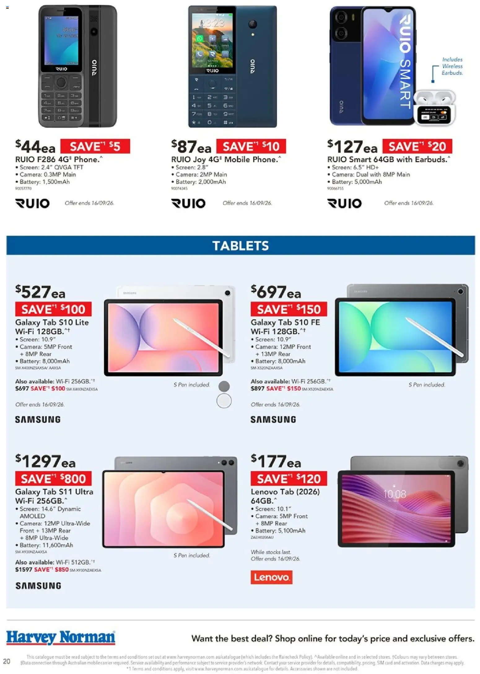 Harvey Norman catalogue - valid from 16/09/2026 | Page: 20 | Products: Battery, Camera, Mobile, Tablets