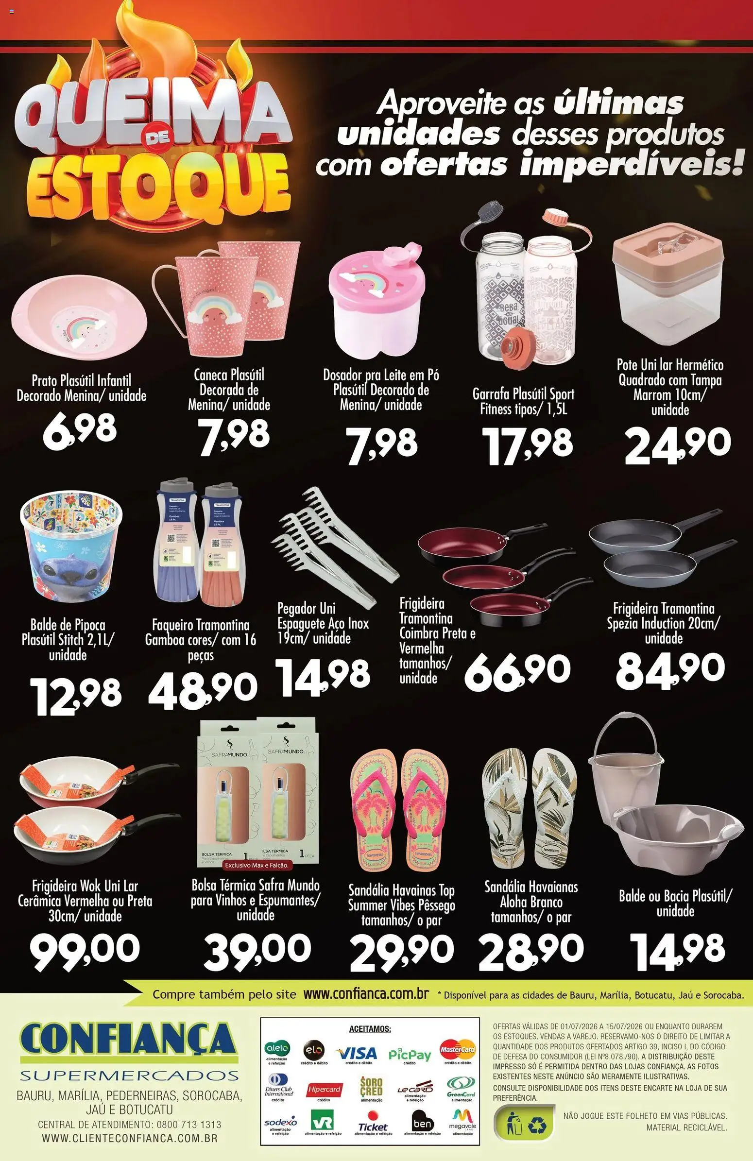 Confiança Folheto - válido de 01/07/2026 | Página: 2 | Produtos: Frigideira, Pó, Pipoca, Leite em pó