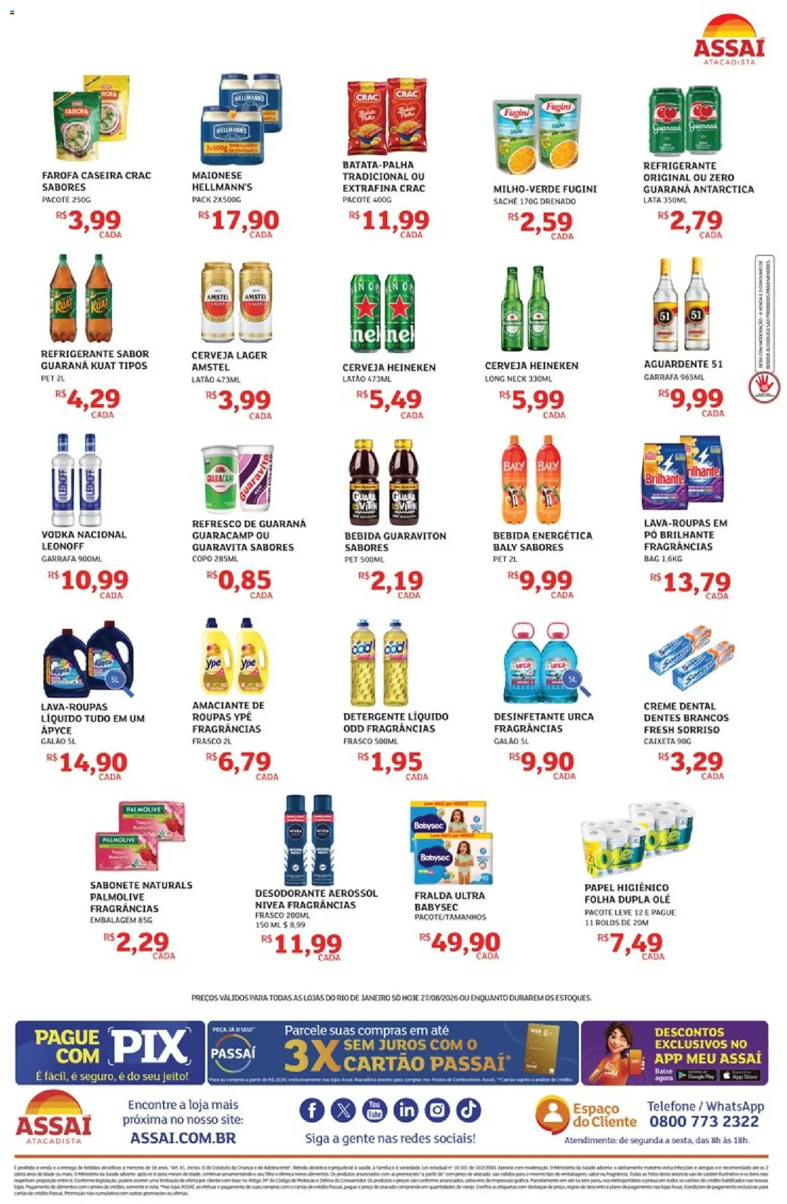 Assaí Atacadista Folheto - válido de 27/08/2026 | Página: 2 | Produtos: Cerveja, Sabonete, Vodka, Farofa