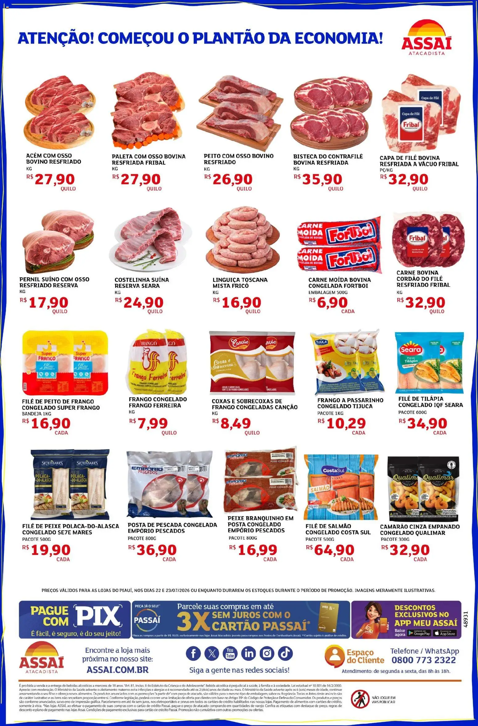 Assaí Atacadista Folheto - válido de 22/07/2026 | Página: 2 | Produtos: Camarão, Pneus, Bebida, Filé de tilápia