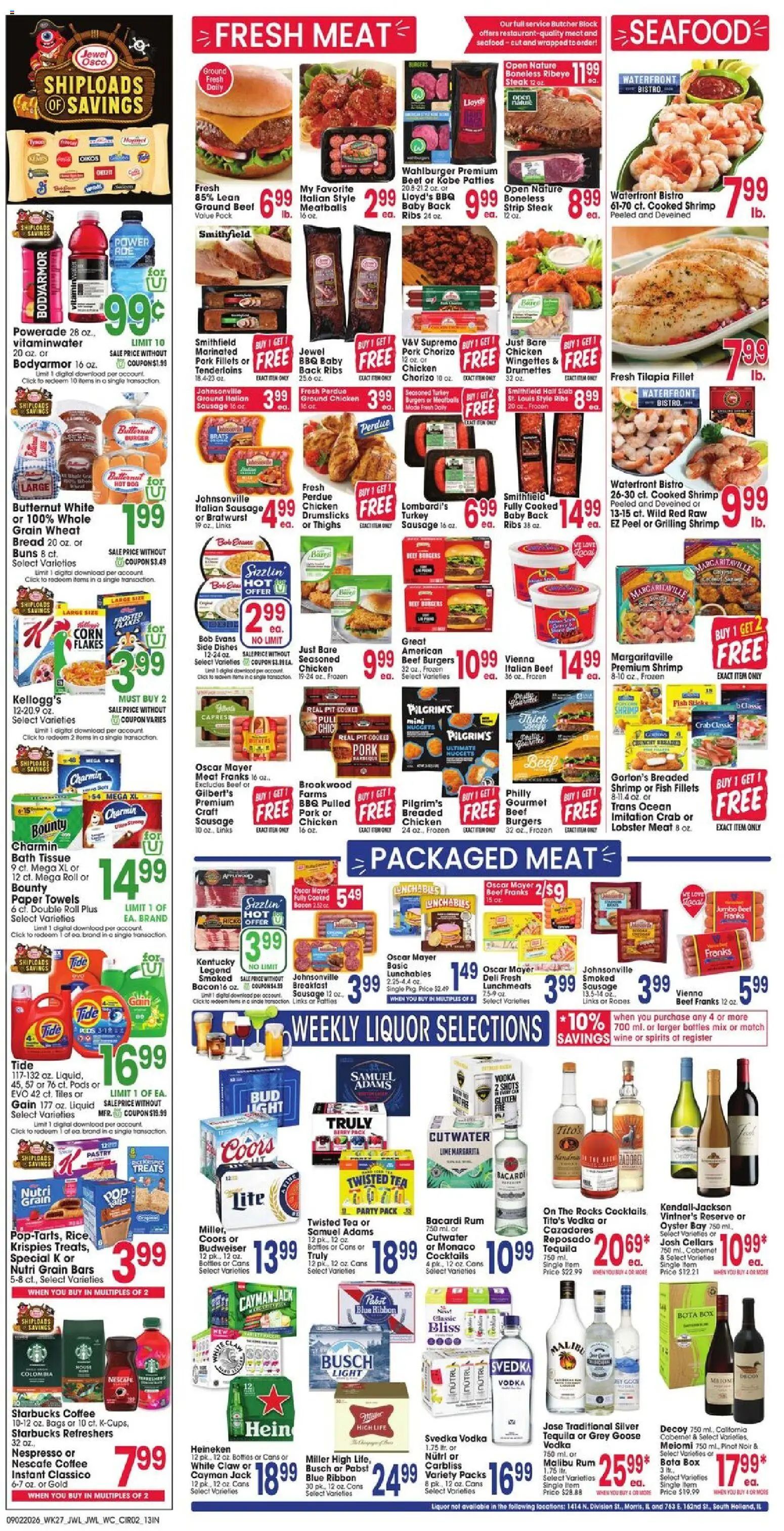 Jewel Osco Weekly Ad - valid from 09/02/2026 | Page: 2 | Products: Wine, Pork, Paper towels, Steak