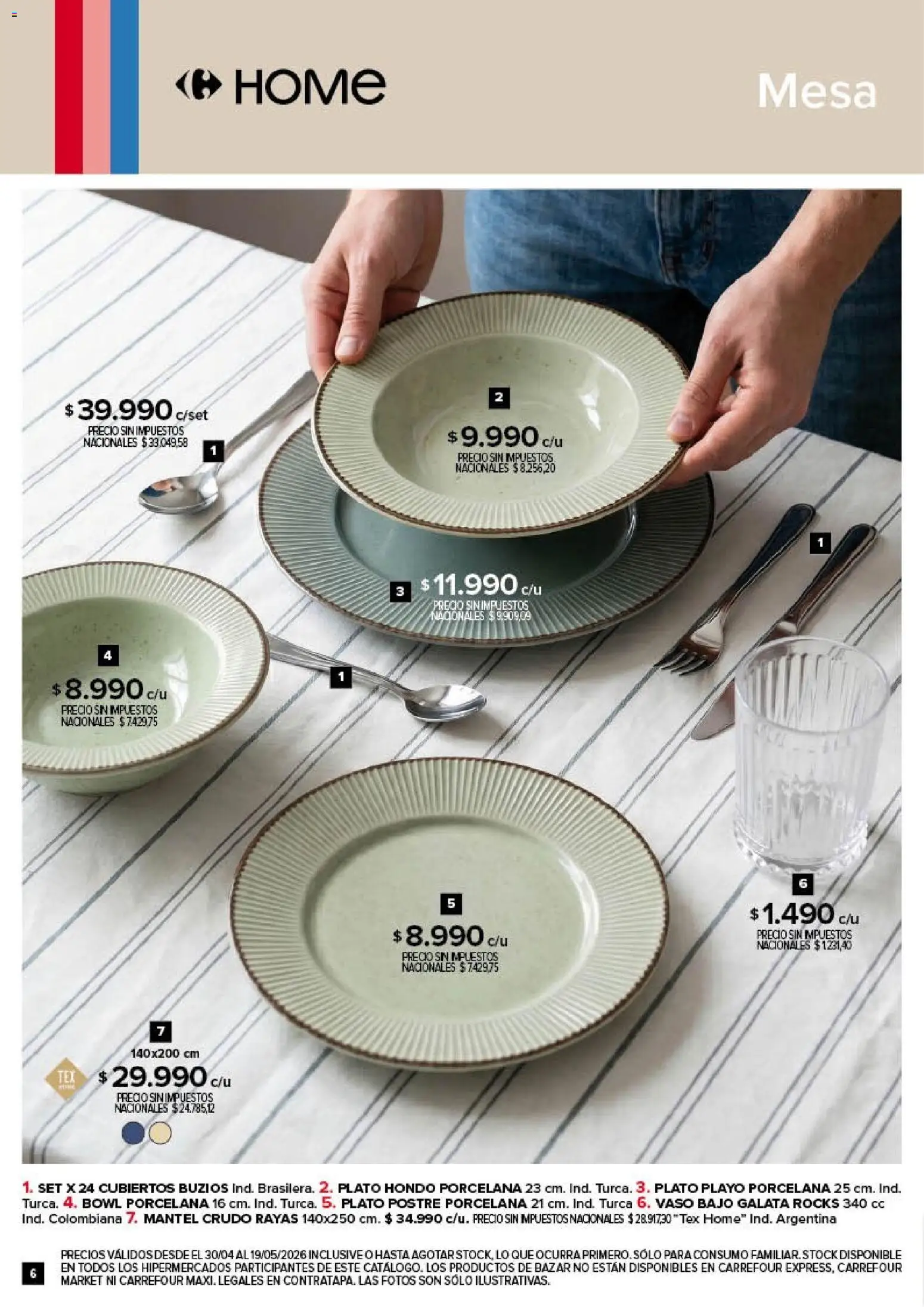 Carrefour - Deco Hogar  │ válido desde el 30.04.2026 | Página: 6 | Productos: Bowl, Mesa, Mantel