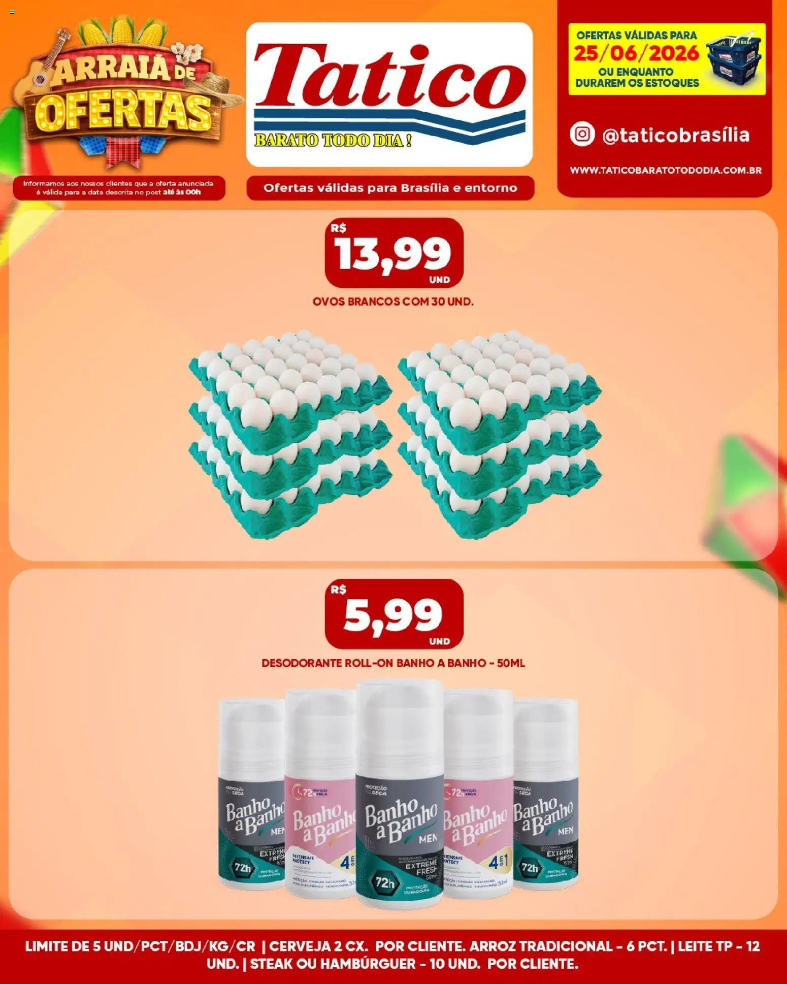 Tatico Folheto - válido de 26/06/2026 | Página: 30 | Produtos: Desodorante, Leite, Ovos, Arroz