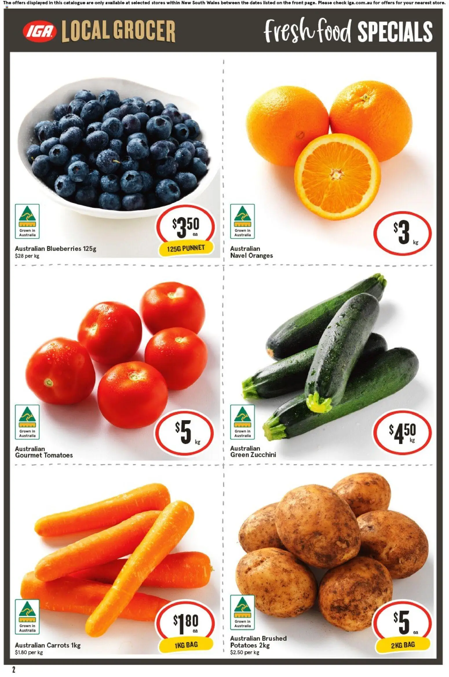IGA catalogue - valid from 05/08/2026 | Page: 3 | Products: Tomatoes, Potatoes, Zucchini, Bag