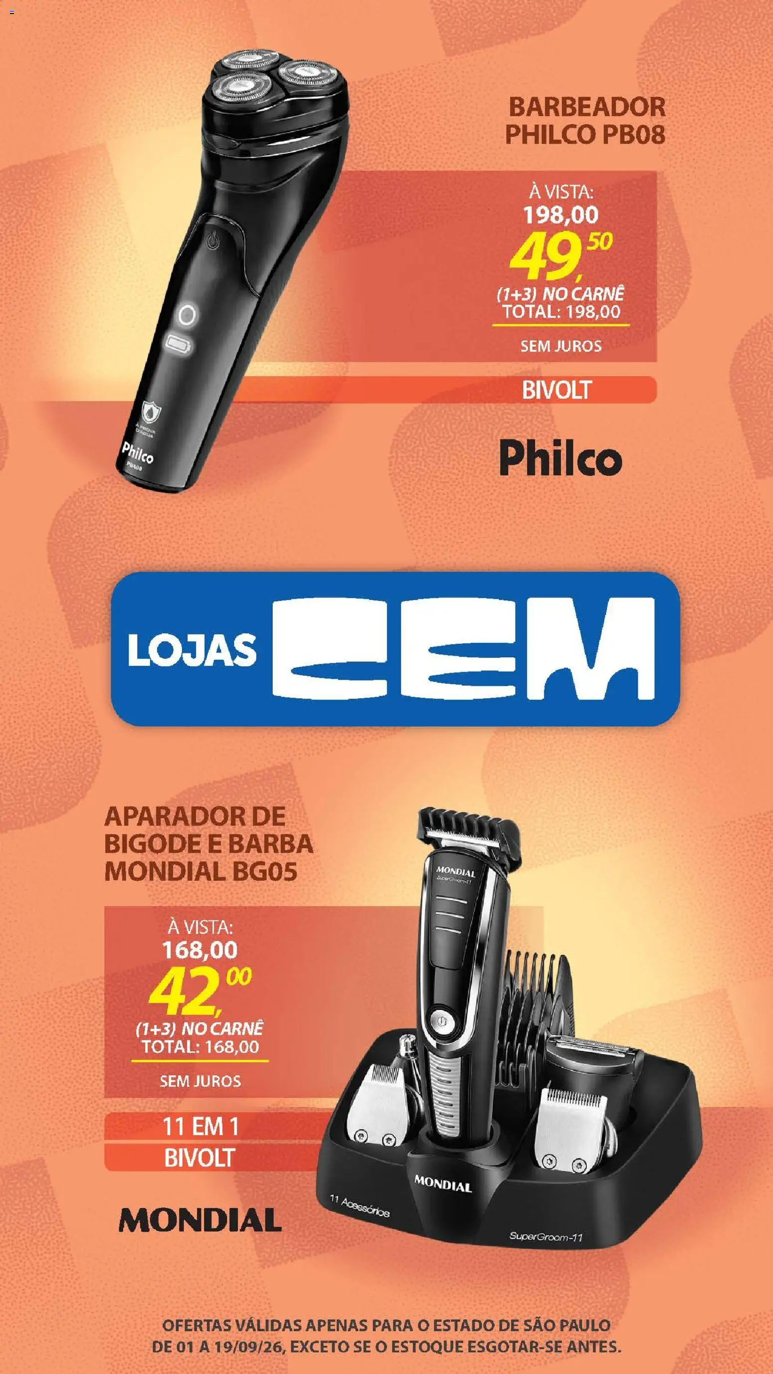 Lojas Cem Folheto - válido de 01/09/2026 | Página: 134 | Produtos: Barbeador, Aparador, Carne