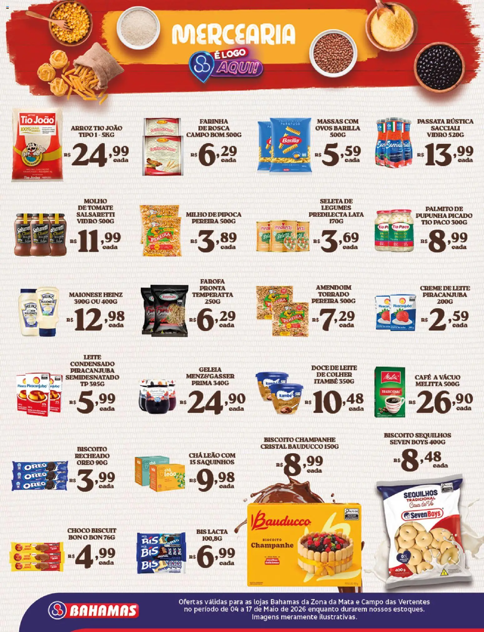 Bahamas Supermercados Folheto - válido de 04.05.2026 | Página: 2 | Produtos: Biscoito, Leite, Café, Arroz