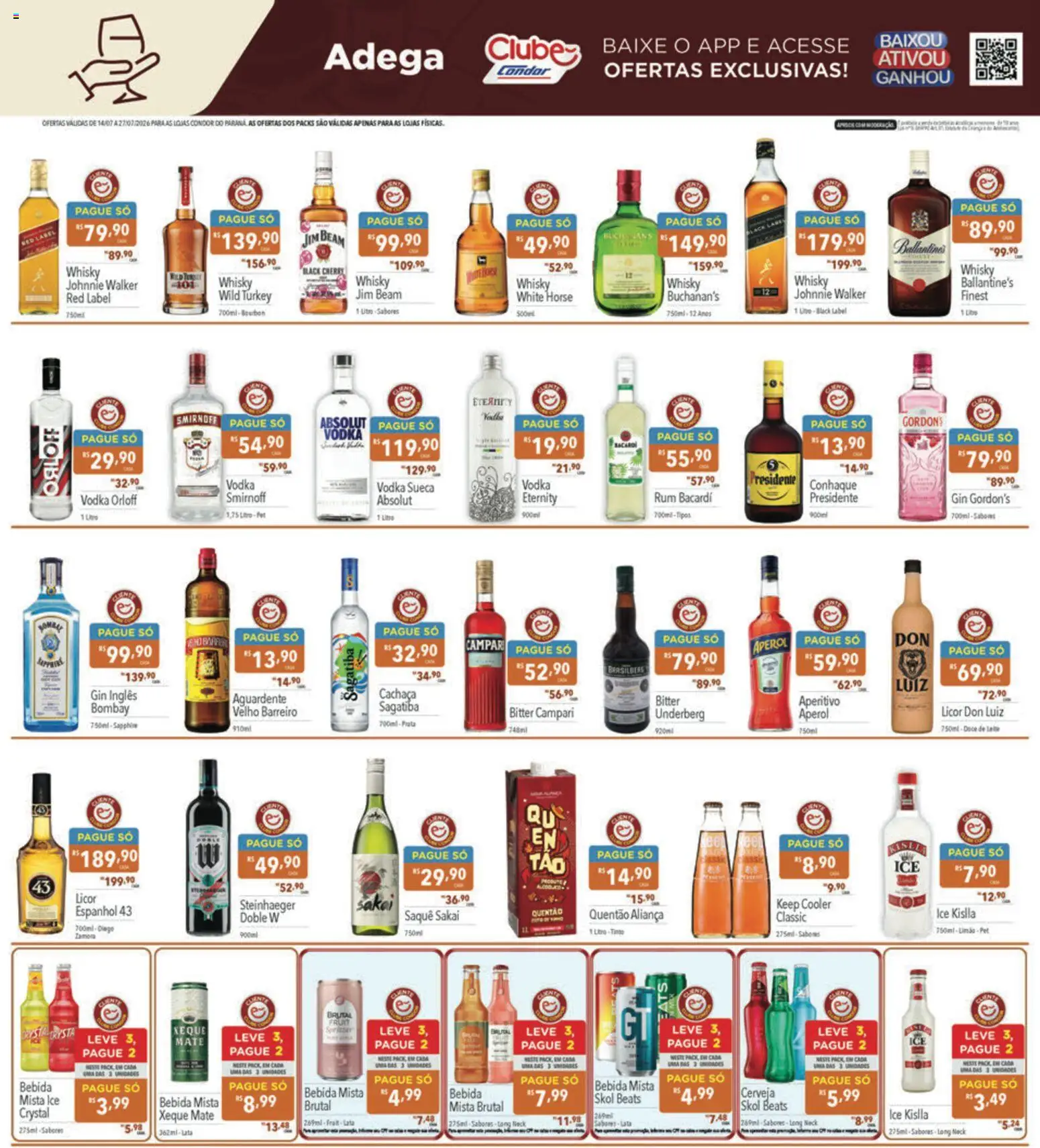 Supermercados Condor Folheto - válido de 14/07/2026 | Página: 19 | Produtos: Cooler, Gin, Vodka, Bebida
