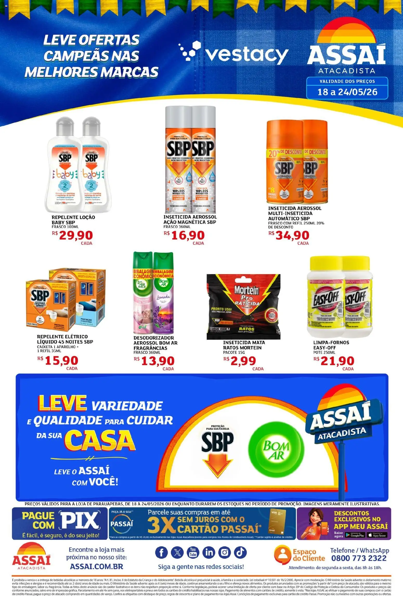 Assaí Atacadista Folheto - válido de 18.05.2026 | Página: 1 | Produtos: Manteiga, Bebida, Repelente, Inseticida