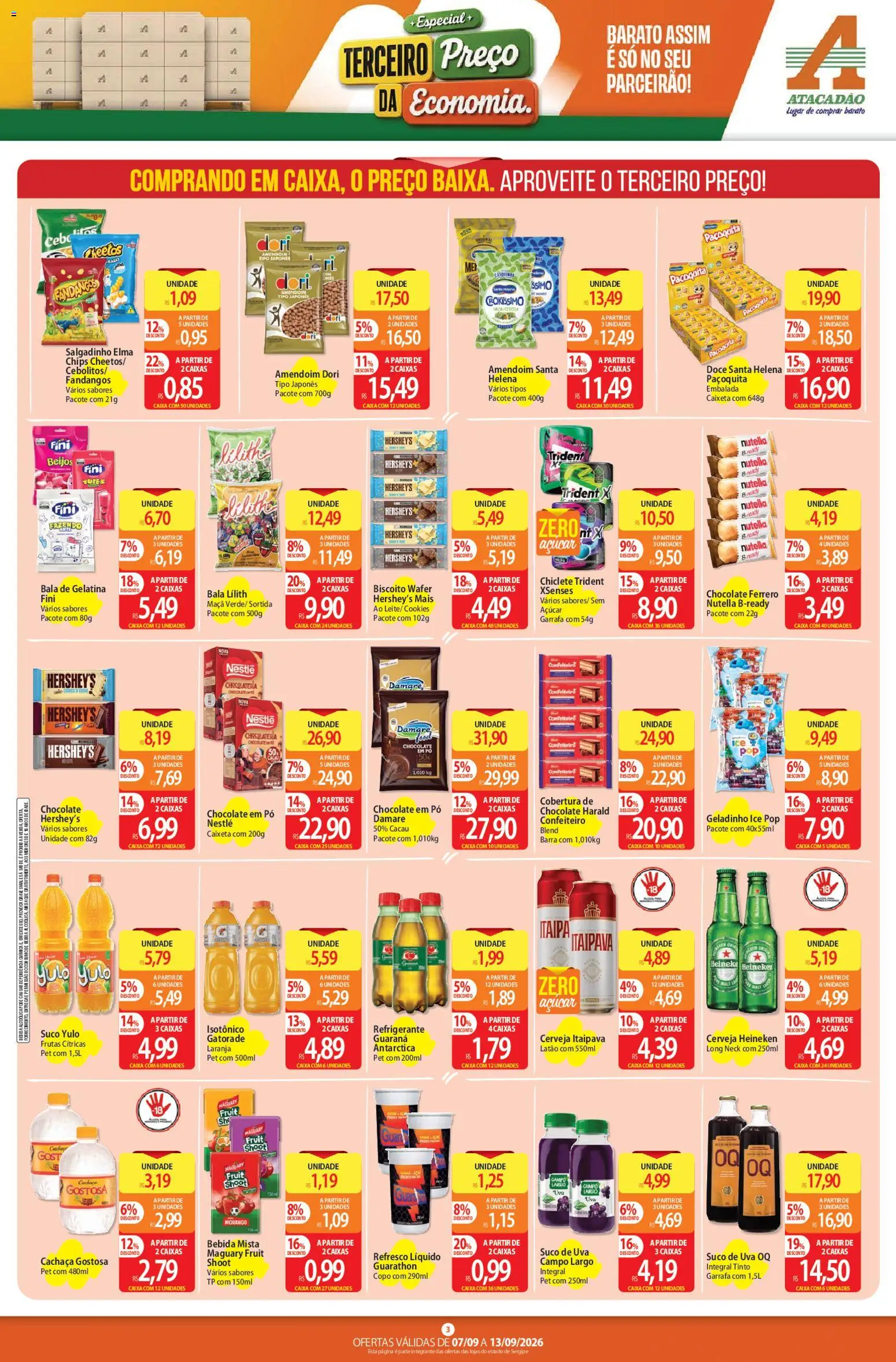 Atacadão Folheto - válido de 07/09/2026 | Página: 3 | Produtos: Frutas, Suco, Doce, Chiclete