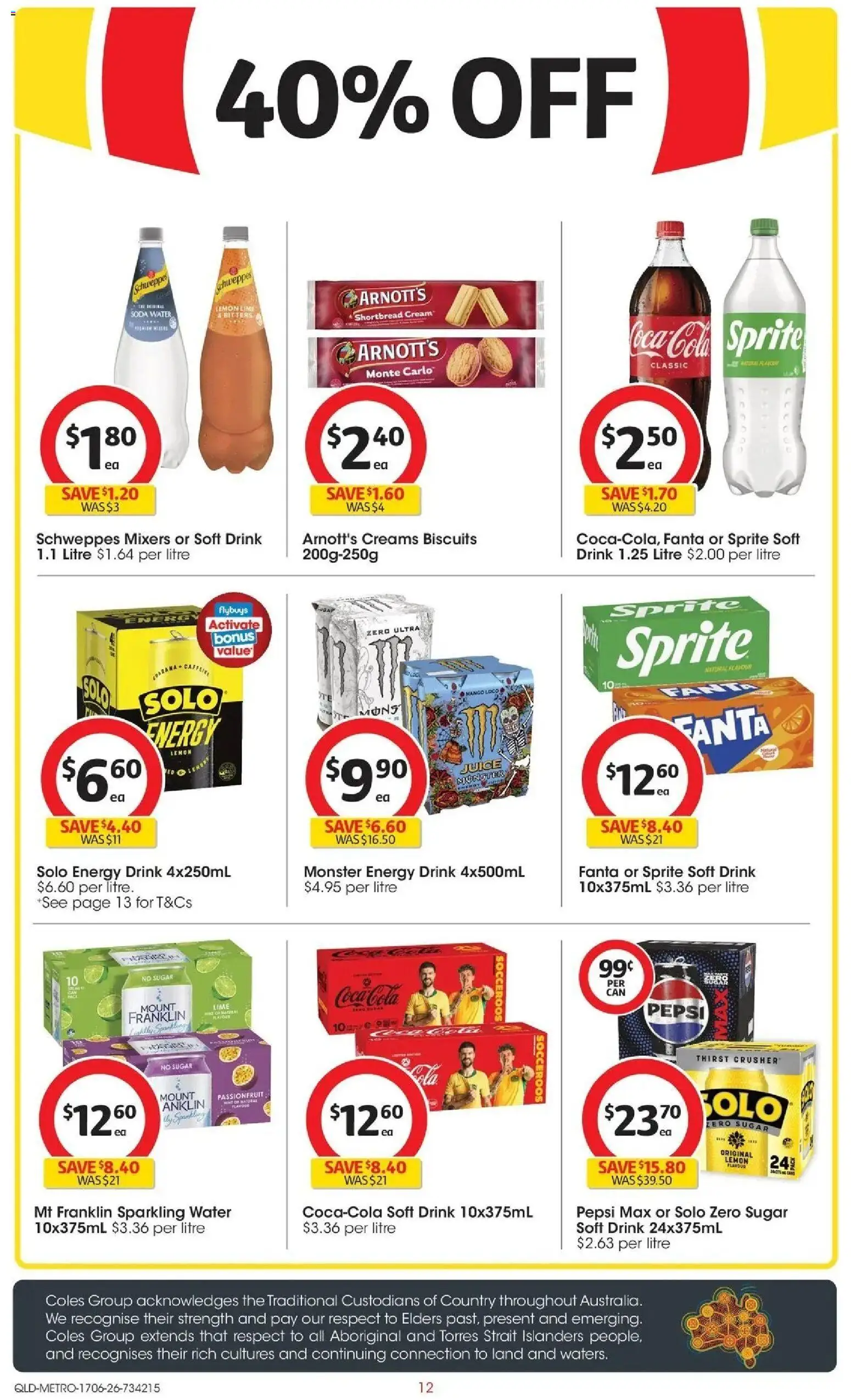 Coles catalogue - valid from 16.06.2026 | Page: 12 | Products: Biscuits, Water, Lemon, Pepsi Max