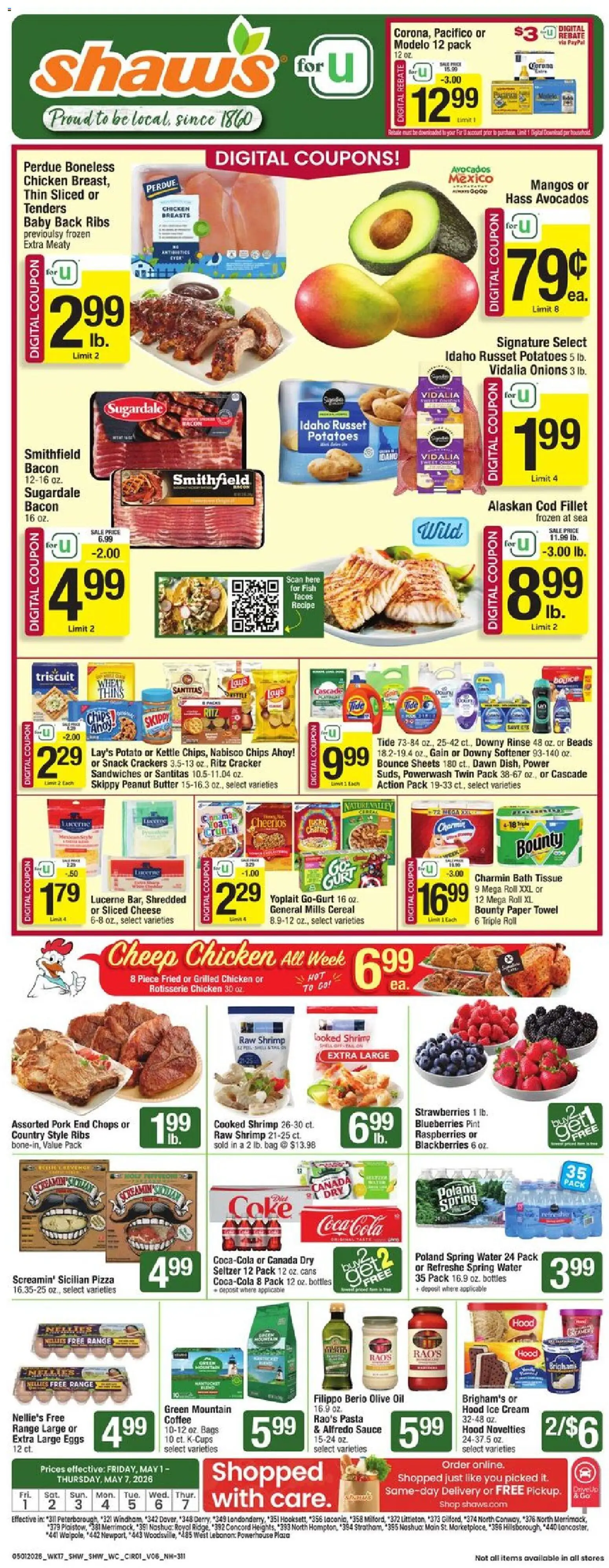 Shaw's Weekly Ad - NH - valid from 01.05.2026 | Page: 1 | Products: Bath, Butter, Pork, Ice cream