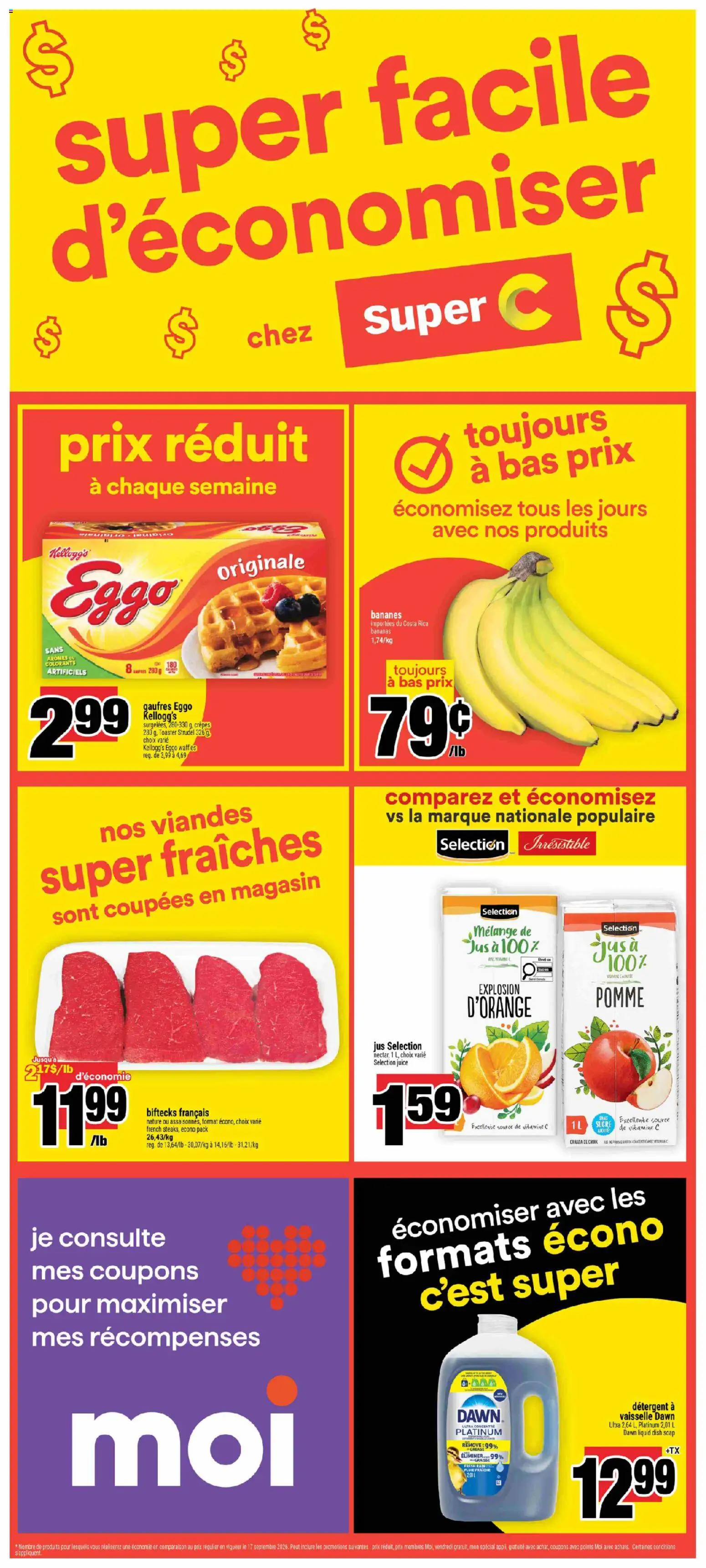 Super C flyer valid from Sep 17, 2026 | Page: 14 | Products: Toaster, Detergent, Juice, Bananas