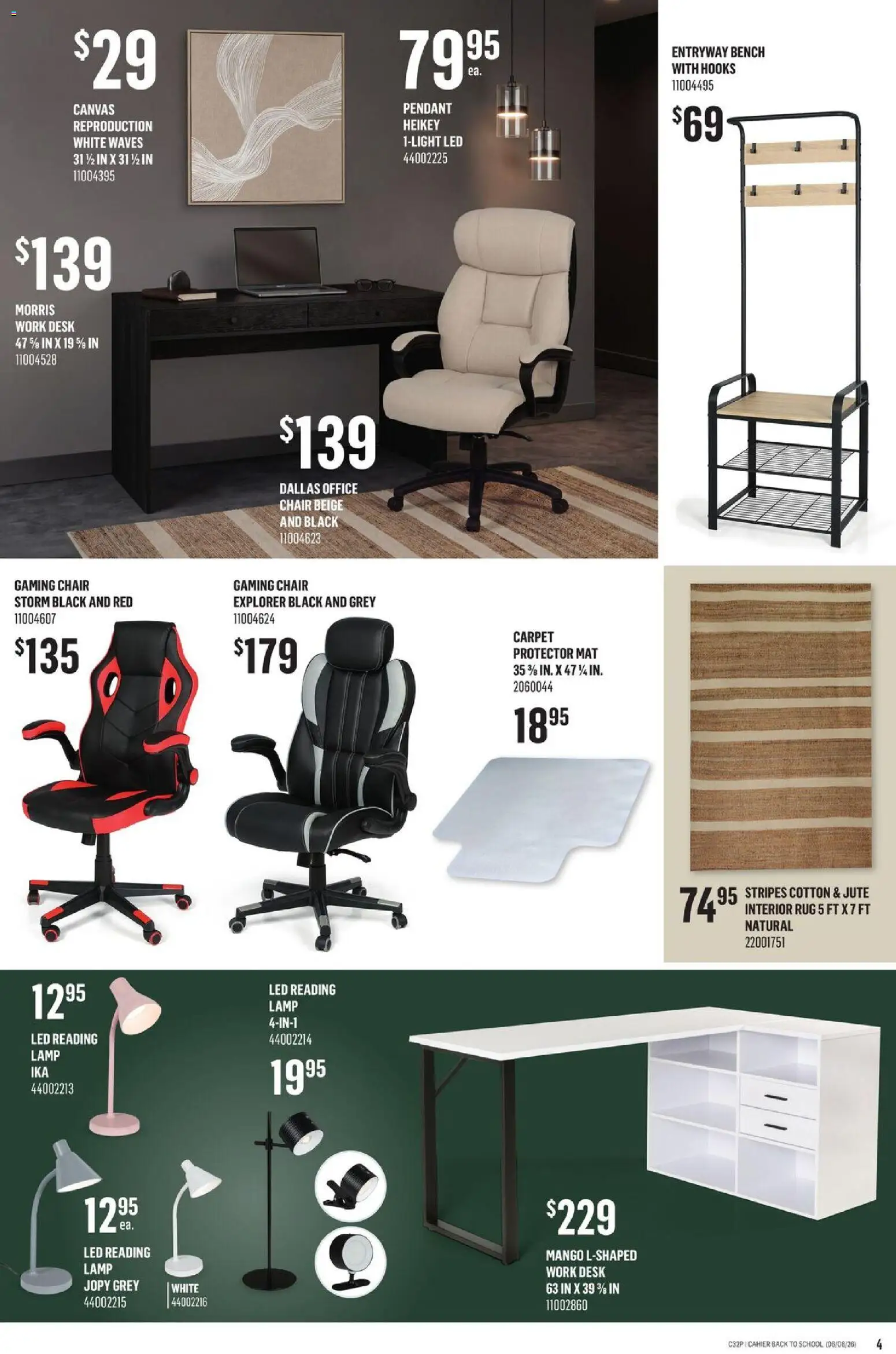 Canac flyer valid from Aug 6, 2026 | Page: 4 | Products: Chair, Carpet, Lamp