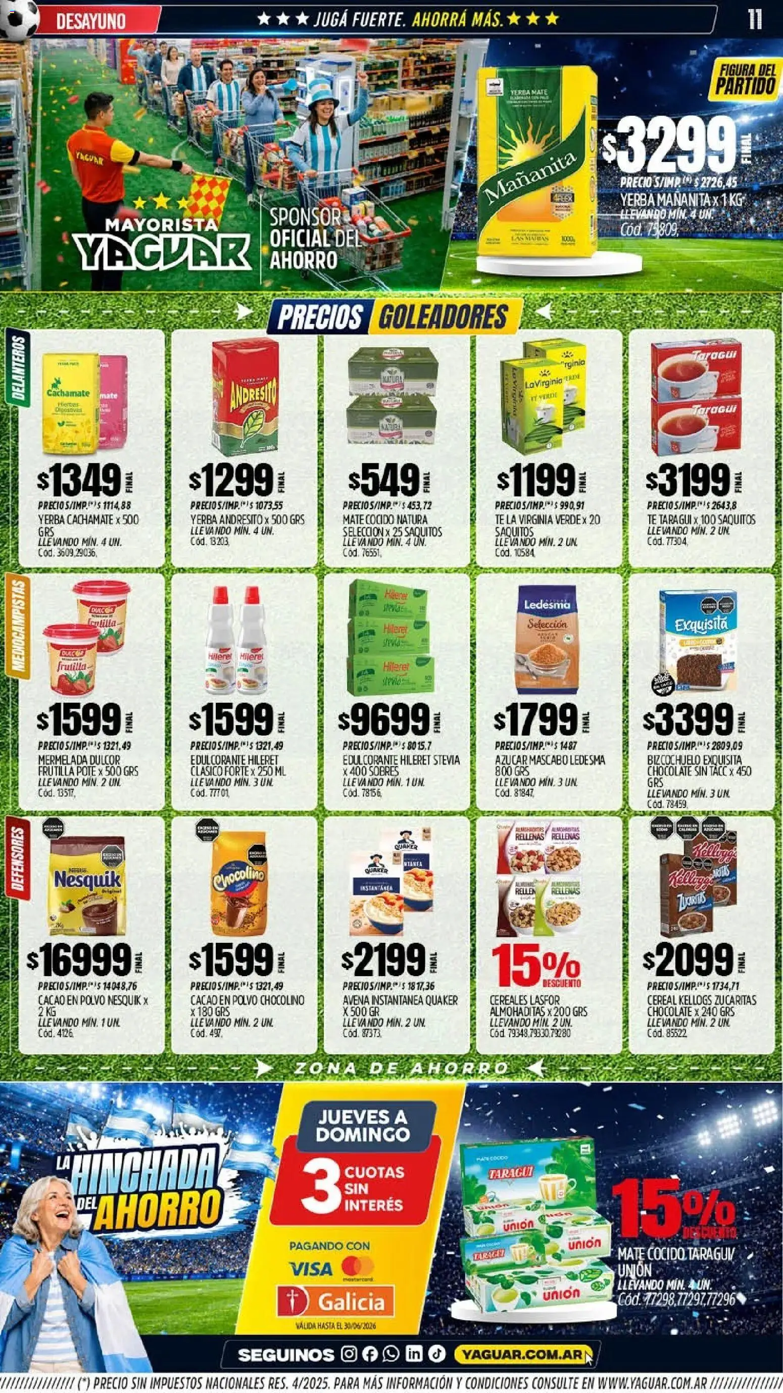 Yaguar - Oferta Semanal Misiones │ válido desde el 01.06.2026 | Página: 11 | Productos: Yerba, Chocolate, Té, Mate cocido