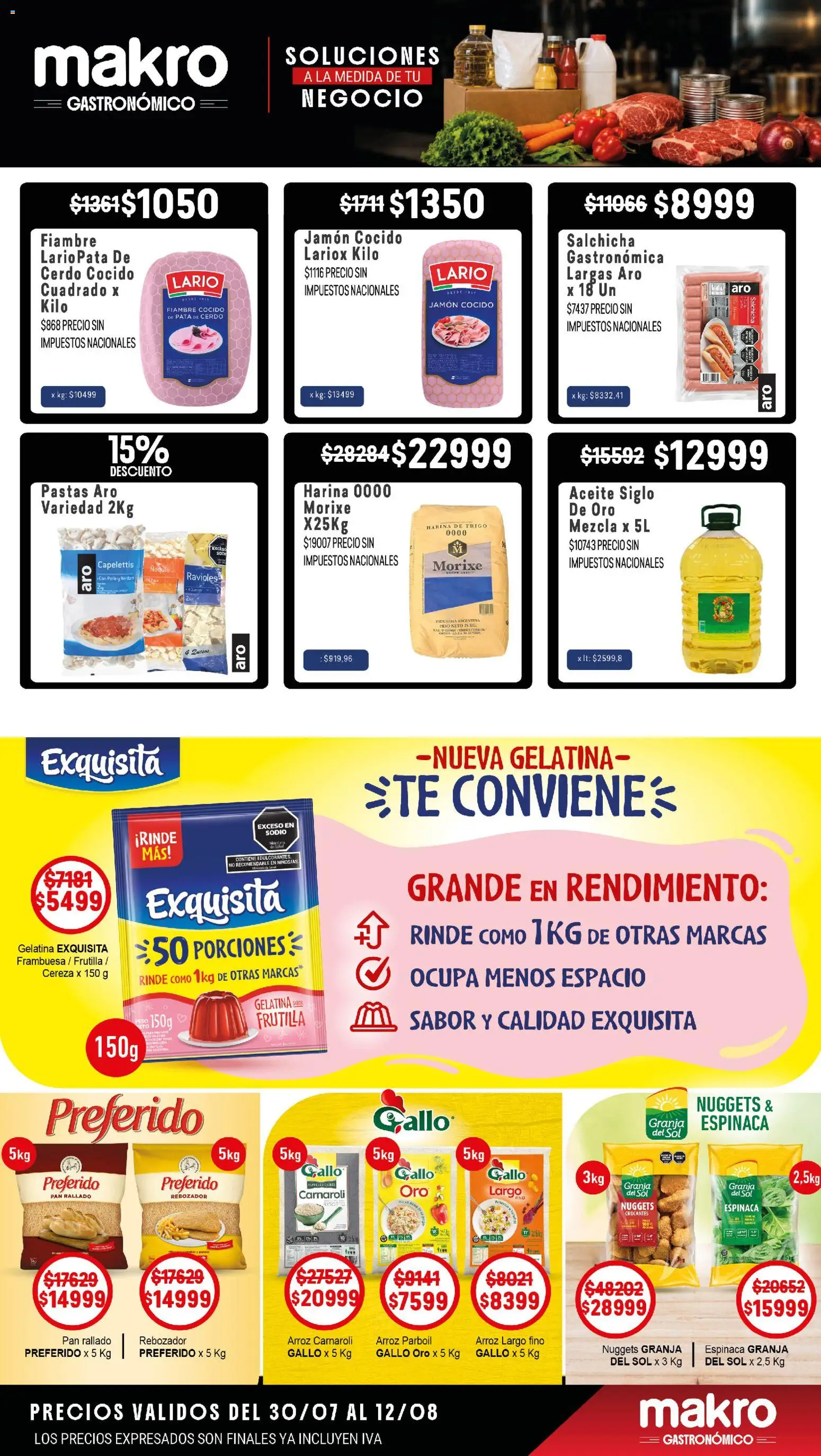 Makro Ofertas GASTRONÓMICO │ válido desde el 30/07/2026 | Página: 3 | Productos: Salchicha, Ñoquis, Cerdo, Espinaca