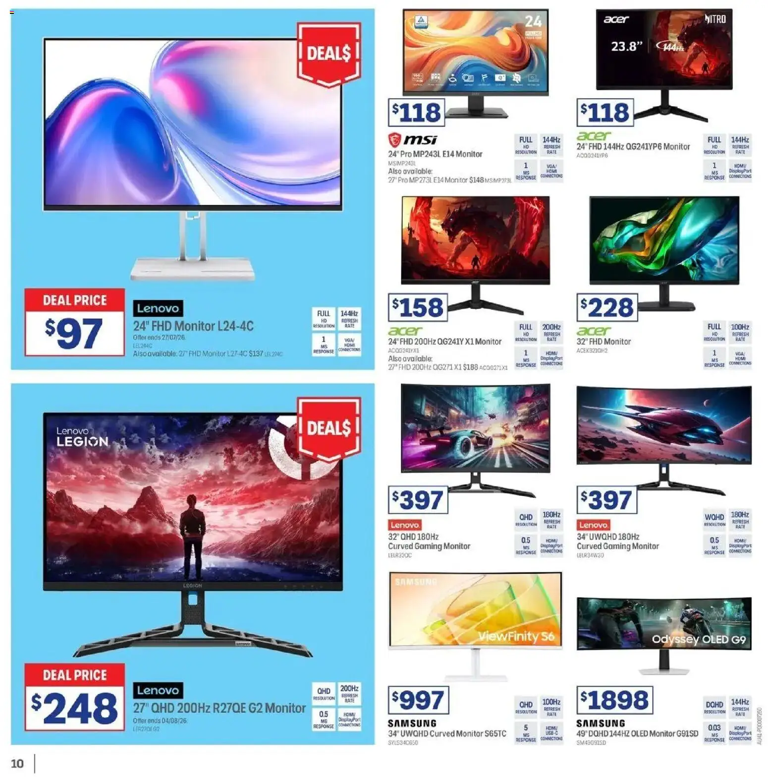 Officeworks catalogue - valid from 12/07/2026 | Page: 10 | Products: Monitor, Usb