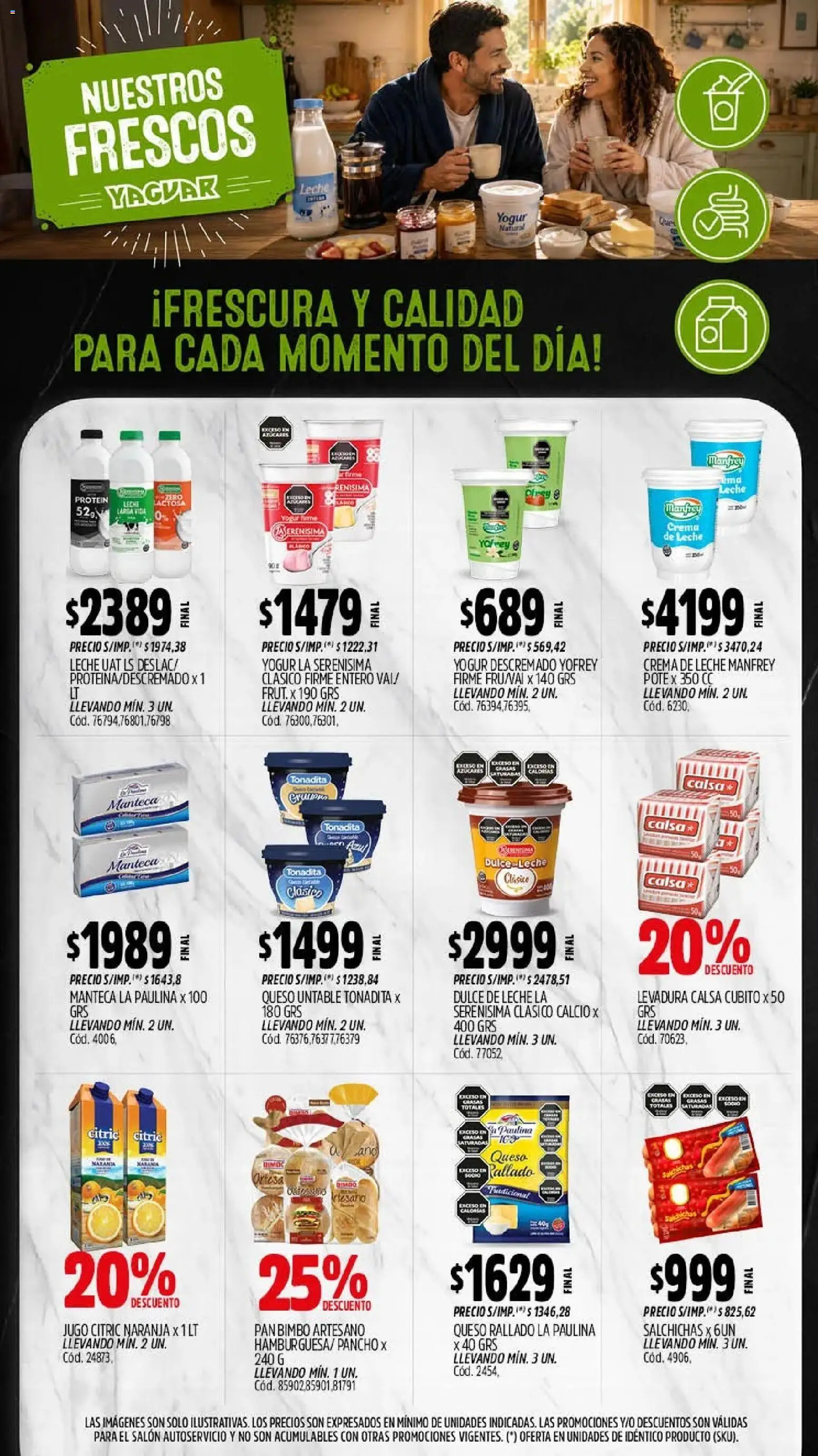Yaguar - Oferta Semanal Córdoba │ válido desde el 20/07/2026 | Página: 8 | Productos: Leche, Yogur, Pan, Jugo