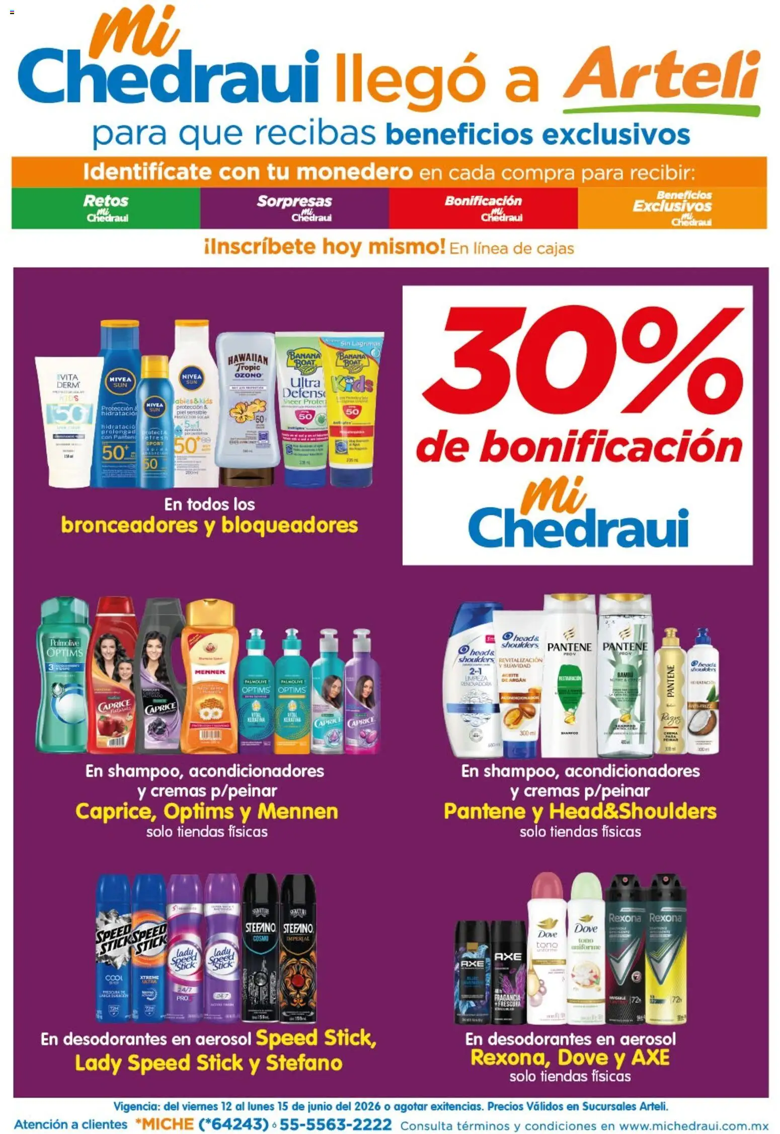 Nuevas ofertas de Arteli válidas en toda la República Mexicana desde el 12.06.2026. ¡Encuentra las mejores ofertas en Arteli folleto Mi Chedraui llegó! | Página: 1 | Productos: Monedero, Aceite, Fragancia, Protector solar