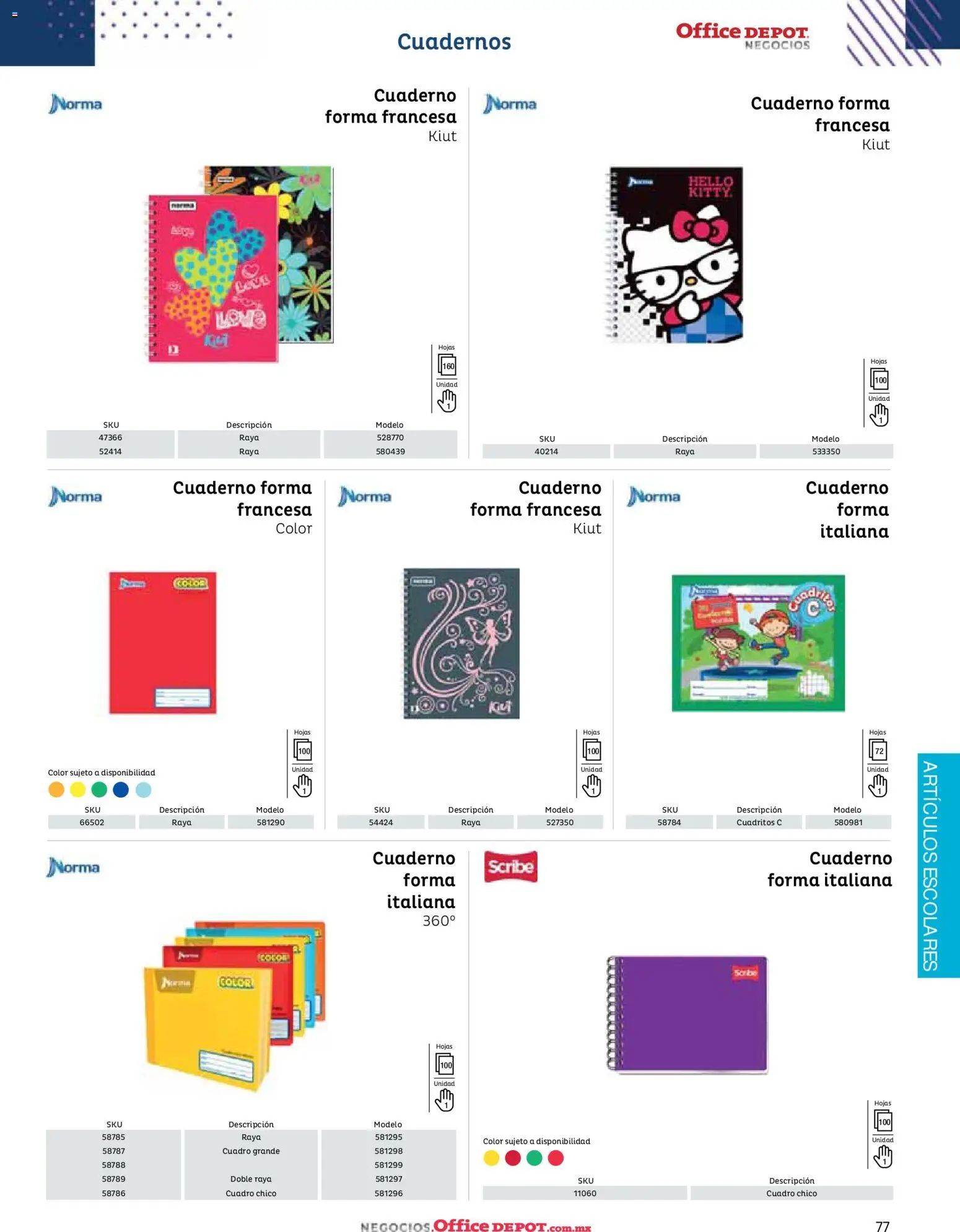 Nuevas ofertas de Office Depot válidas en toda la República Mexicana desde el 12/01/2026. ¡Encuentra las mejores ofertas en Office Depot catálogo 2026! | Página: 79 | Productos: Cuadro, Cuaderno, Cuadernos
