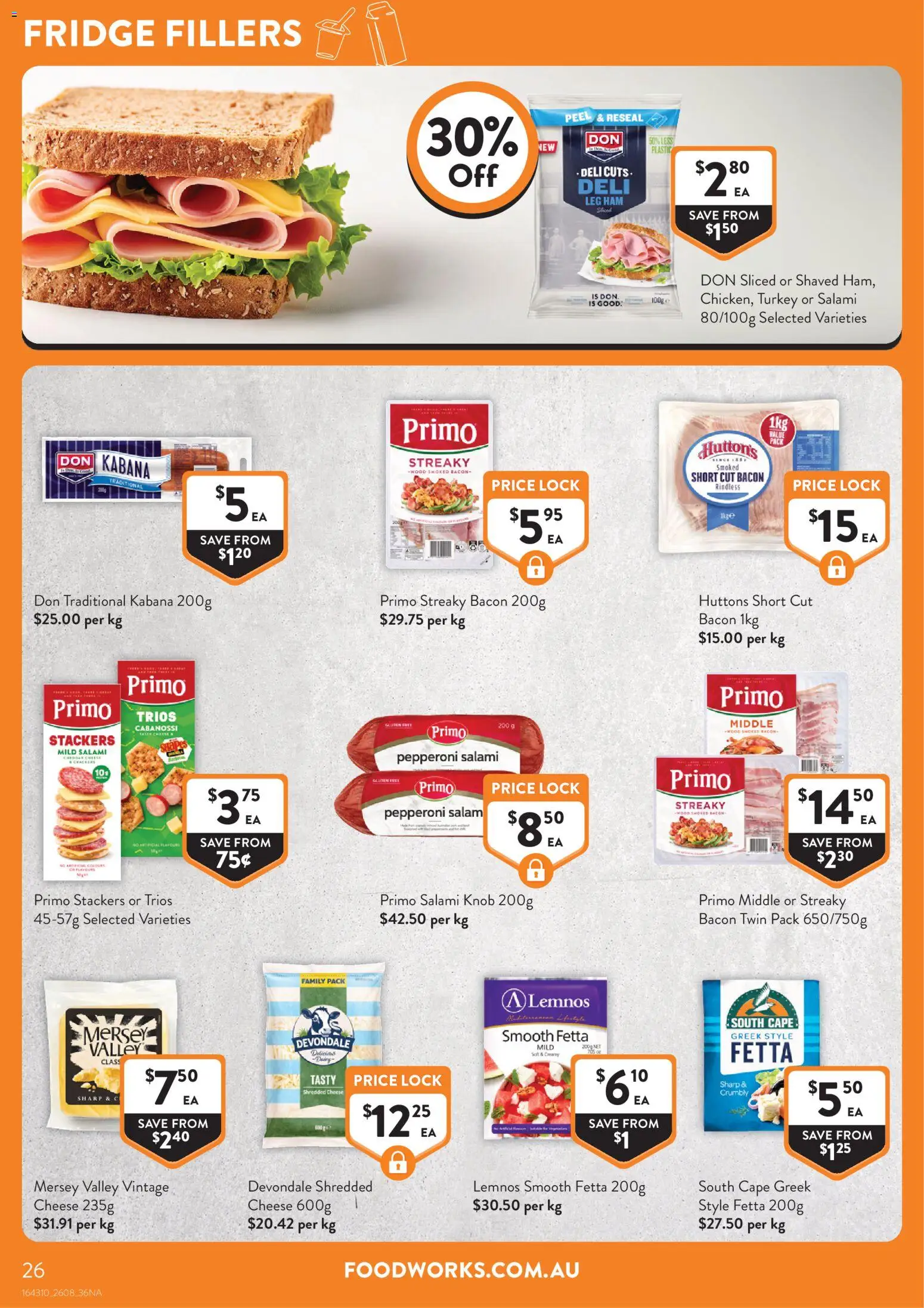 Foodworks catalogue - valid from 26/08/2026 | Page: 26 | Products: Bacon, Cheese, Ham, Cheddar