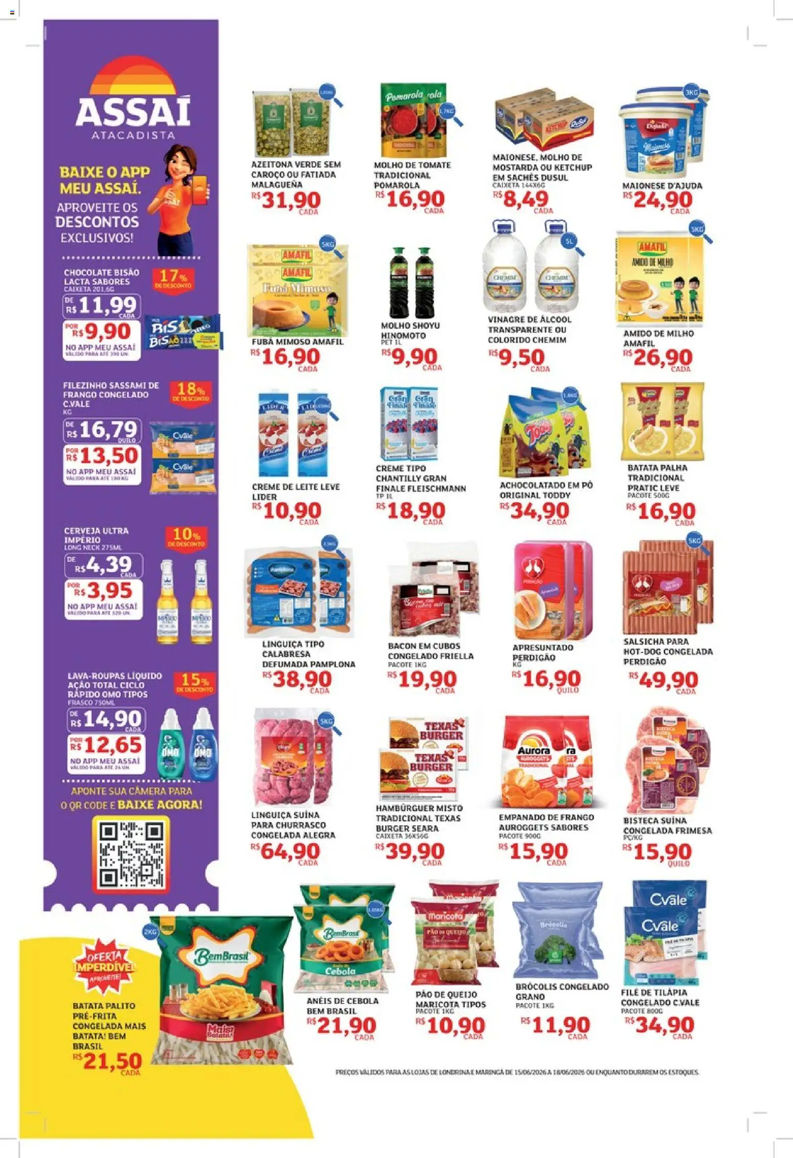 Assaí Atacadista Folheto - válido de 15.06.2026 | Página: 2 | Produtos: Amido de milho, Linguiça, Pão, Frango