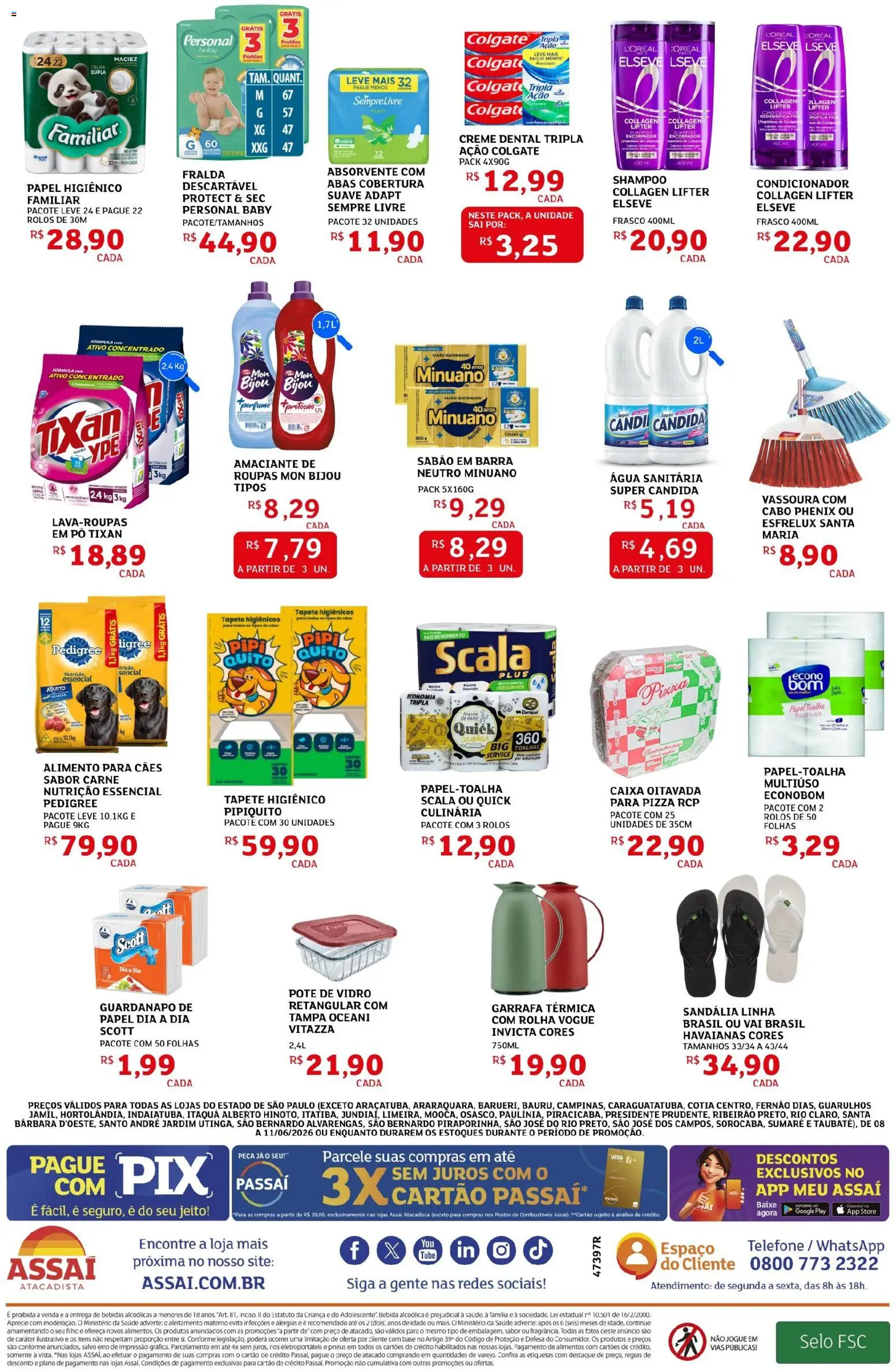 Assaí Atacadista Folheto - válido de 08.06.2026 | Página: 4 | Produtos: Shampoo, Sabão em barra, Papel toalha, Tapete