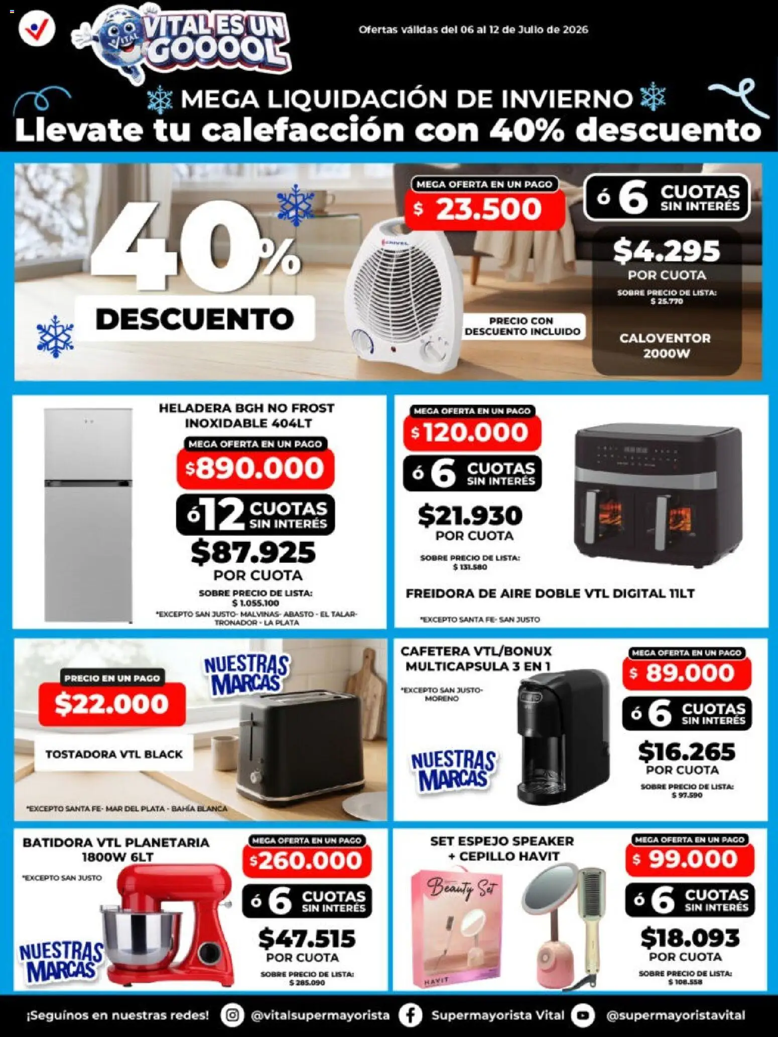 Vital - Especial de nonfood │ válido desde el 06/07/2026 | Página: 2 | Productos: Tostadora, Freidora, Heladera, Freidora de aire