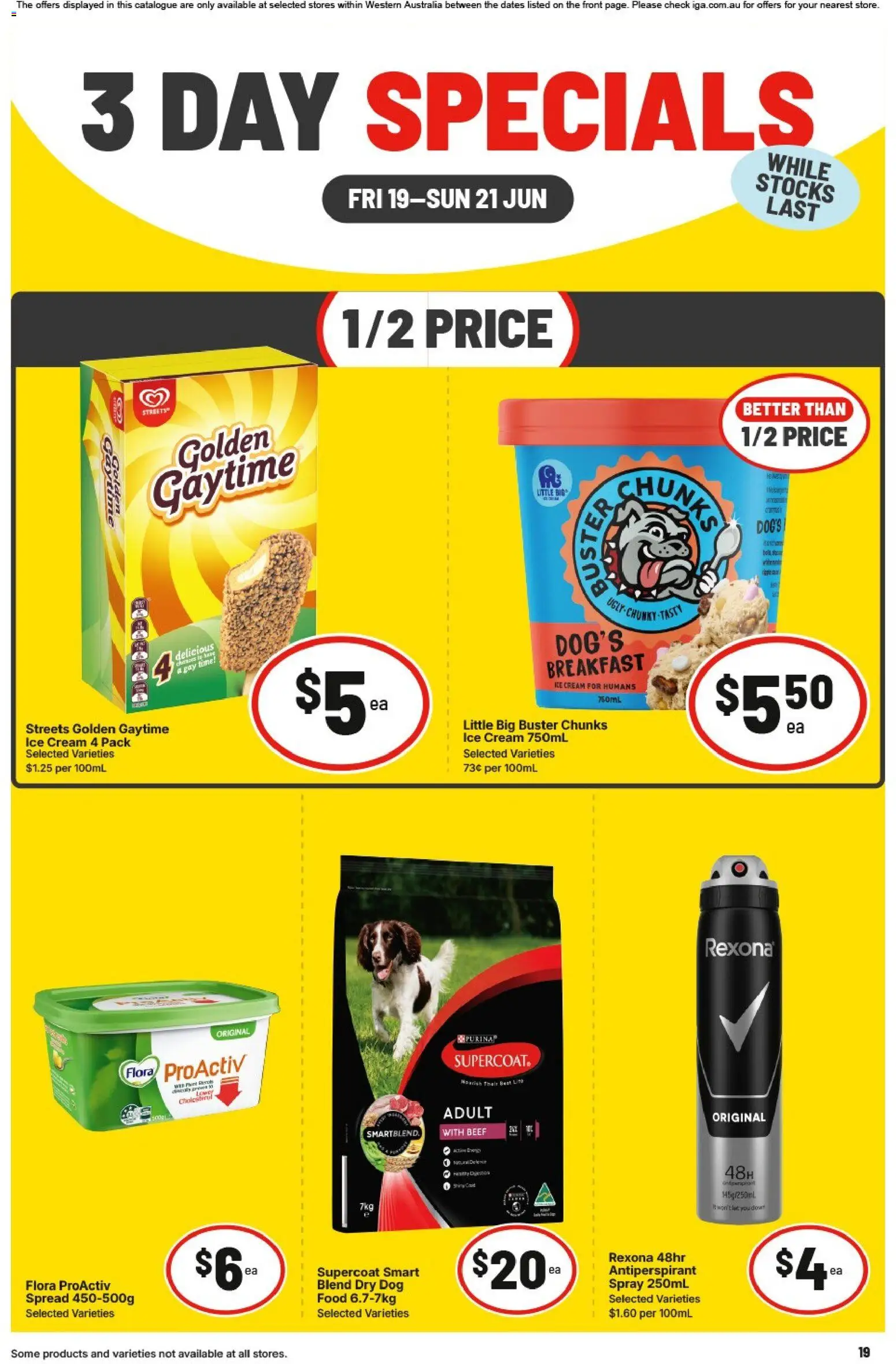 IGA catalogue - valid from 19.06.2026 | Page: 3 | Products: Beef, Antiperspirant, Cream, Ice cream