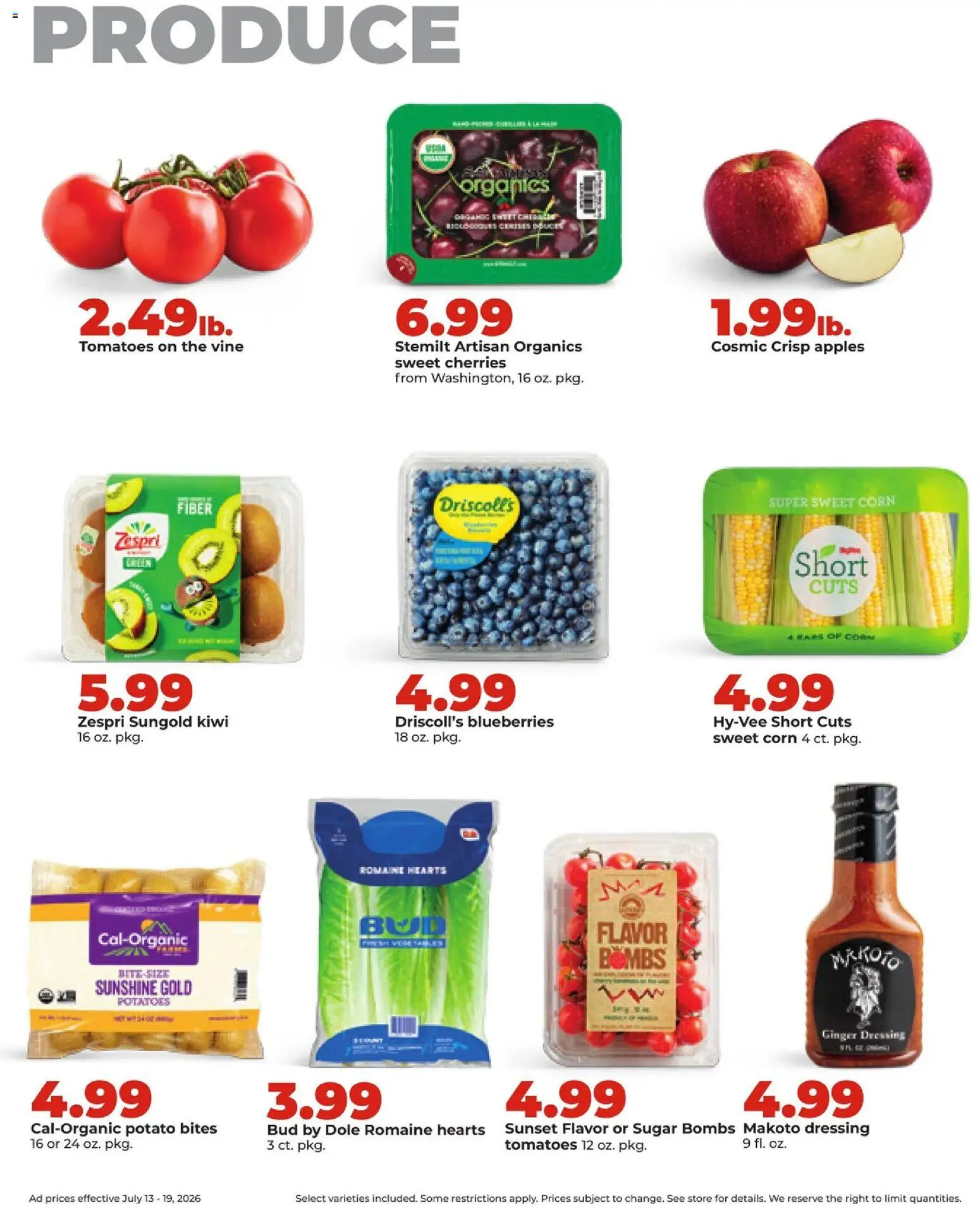 HyVee Weekly Ad - valid from 07/13/2026 | Page: 11 | Products: Corn, Romaine, Apples, Kiwi