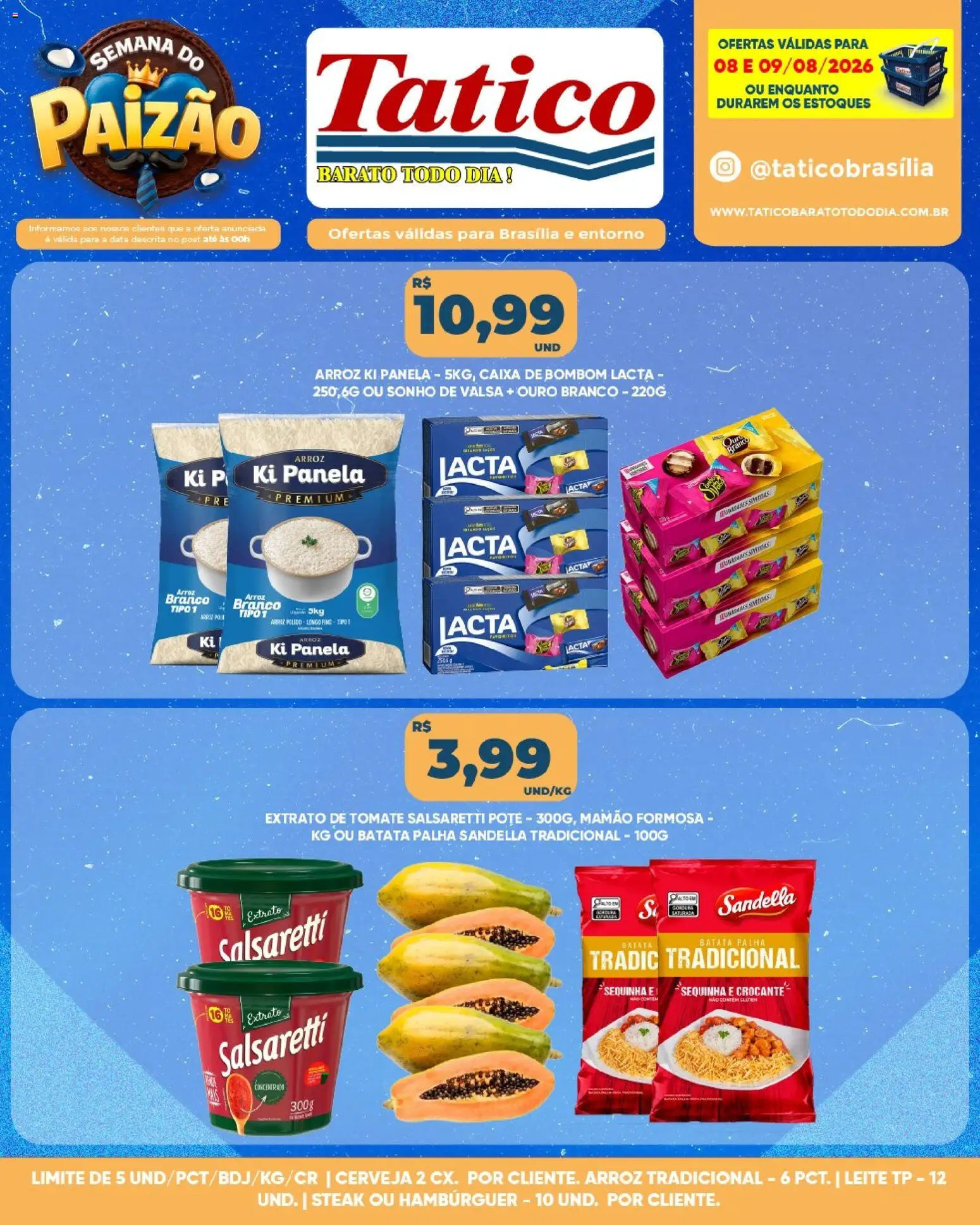 Tatico Folheto - válido de 08/08/2026 | Página: 4 | Produtos: Steak, Cerveja, Arroz, Batata