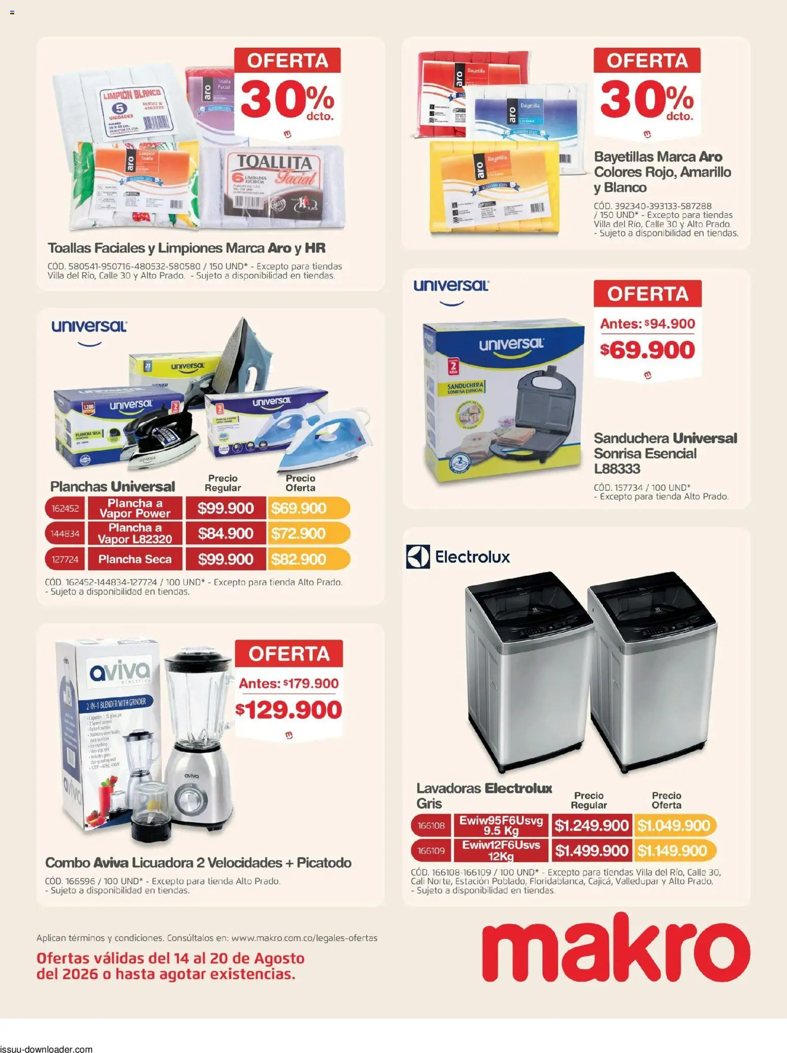 Makro revista - valida desde el 14/08/2026 | Página: 29 | Productos: Licuadora, Limpión, Toalla, Toallas