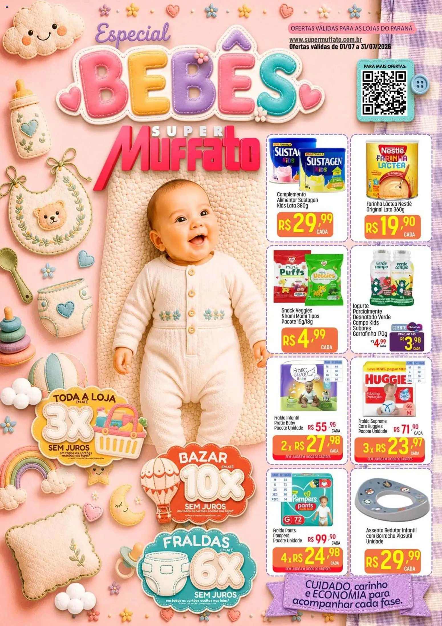 Super Muffato Folheto - válido de 01/07/2026 | Página: 1 | Produtos: Pampers, Farinha láctea, Borracha, Fraldas