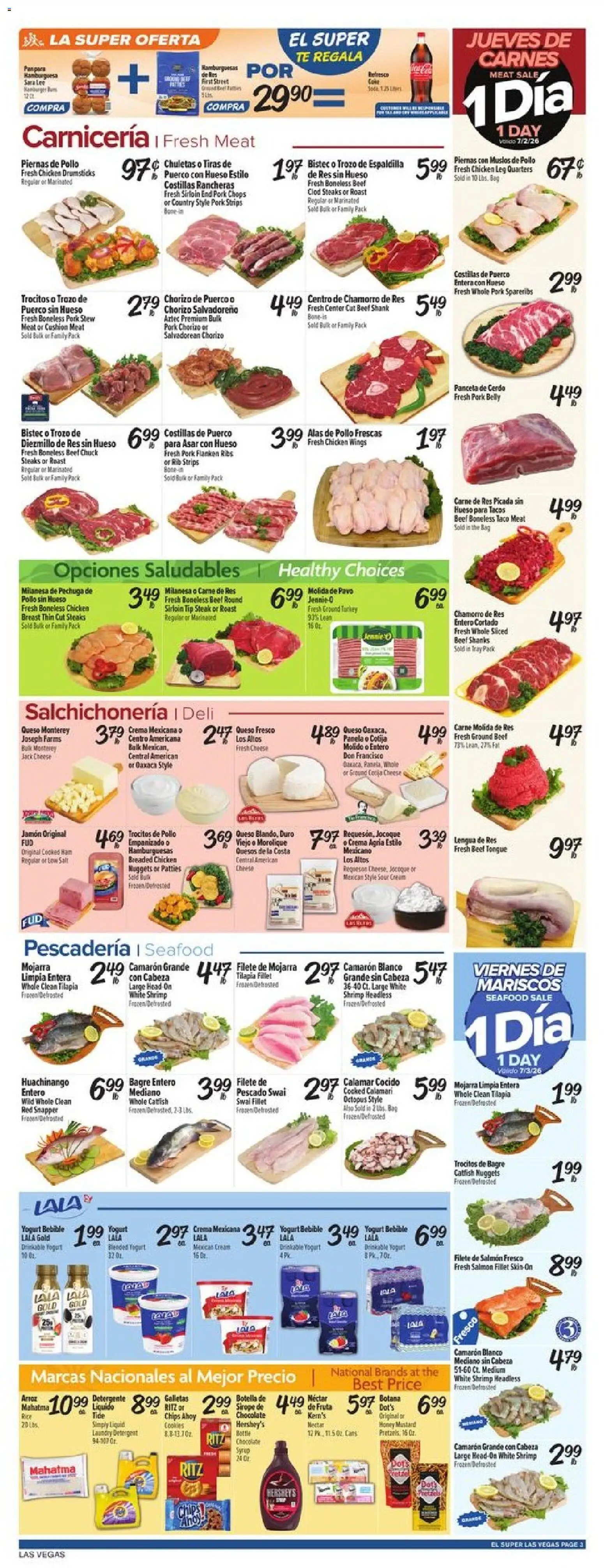 El Super Weekly Ad - NV - valid from 07/01/2026 | Page: 3 | Products: Yogurt, Sour cream, Cream, Seafood