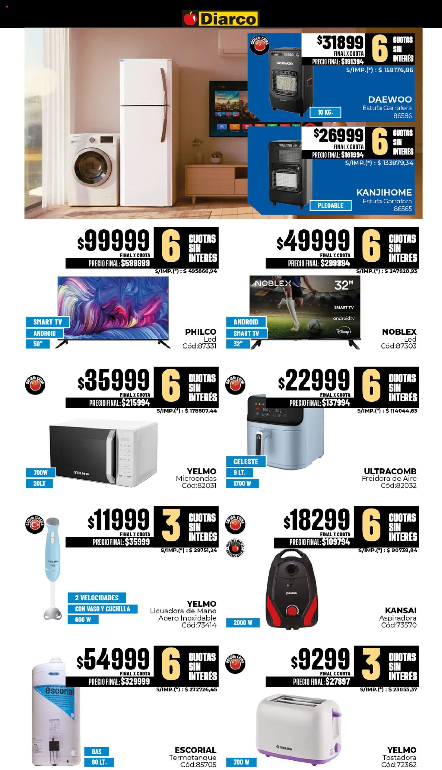 Diarco - Ofertas Interior │ válido desde el 13/07/2026 | Página: 19 | Productos: Aspiradora, Tostadora, Microondas, Termotanque