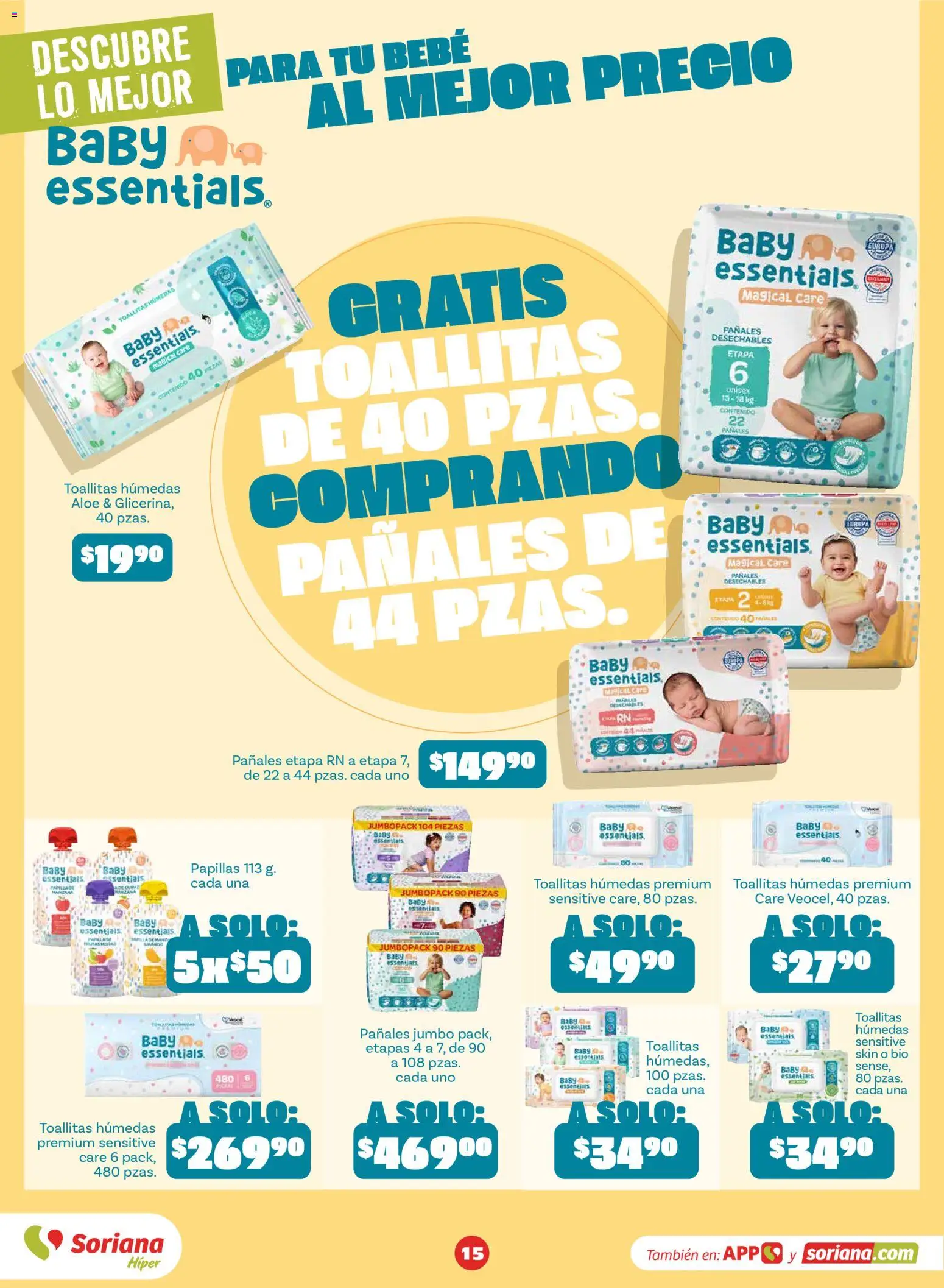 Nuevas ofertas de Soriana válidas en toda la República Mexicana desde el 31/08/2026. ¡Encuentra las mejores ofertas en Soriana Descubre lo mejor al mejor precio Híper Nacional! | Página: 16 | Productos: Toallitas húmedas, Pañales, Papillas