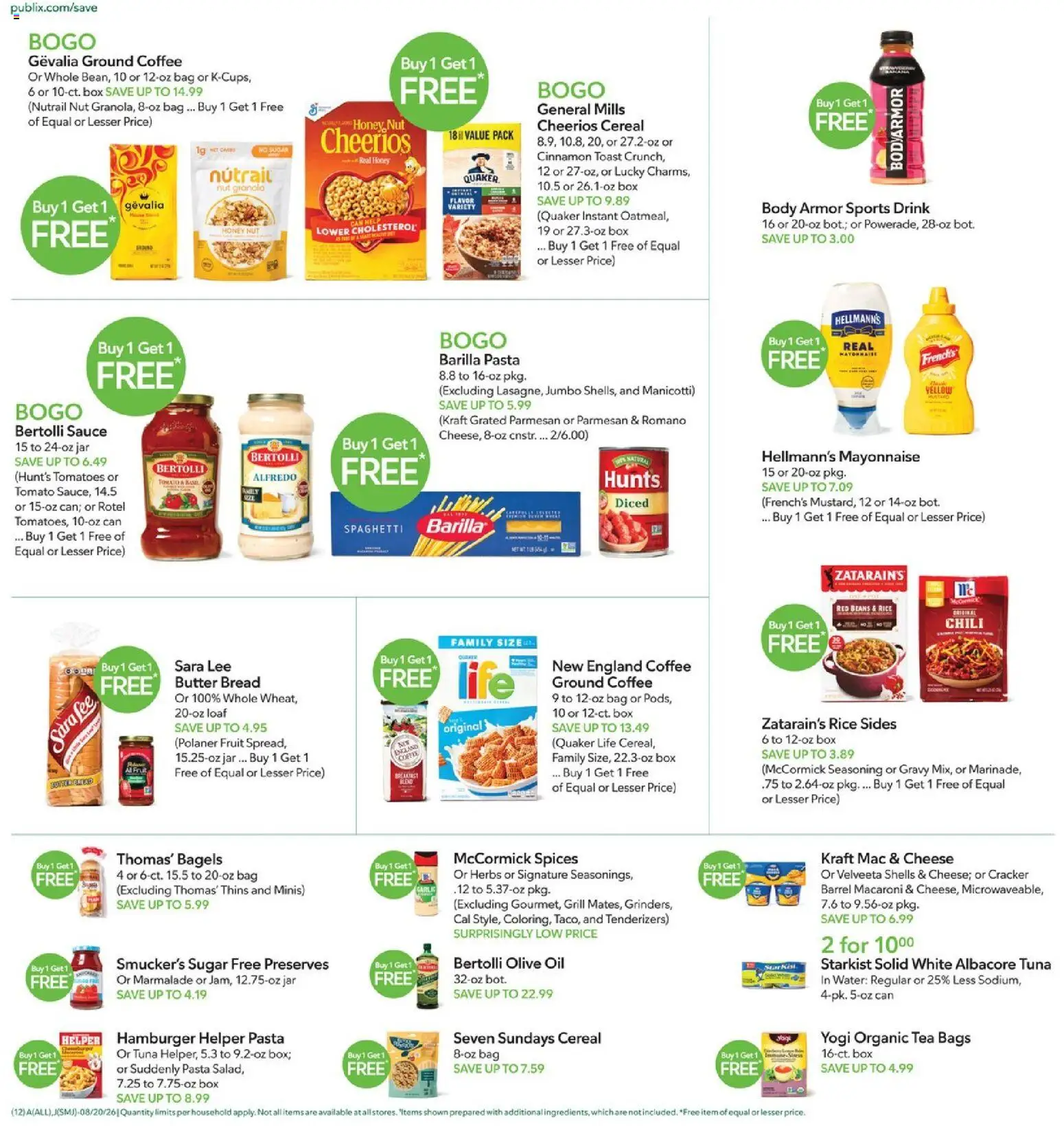 Publix Weekly Ad - valid from 08/19/2026 | Page: 12 | Products: Honey, Barilla pasta, Spaghetti, Parmesan
