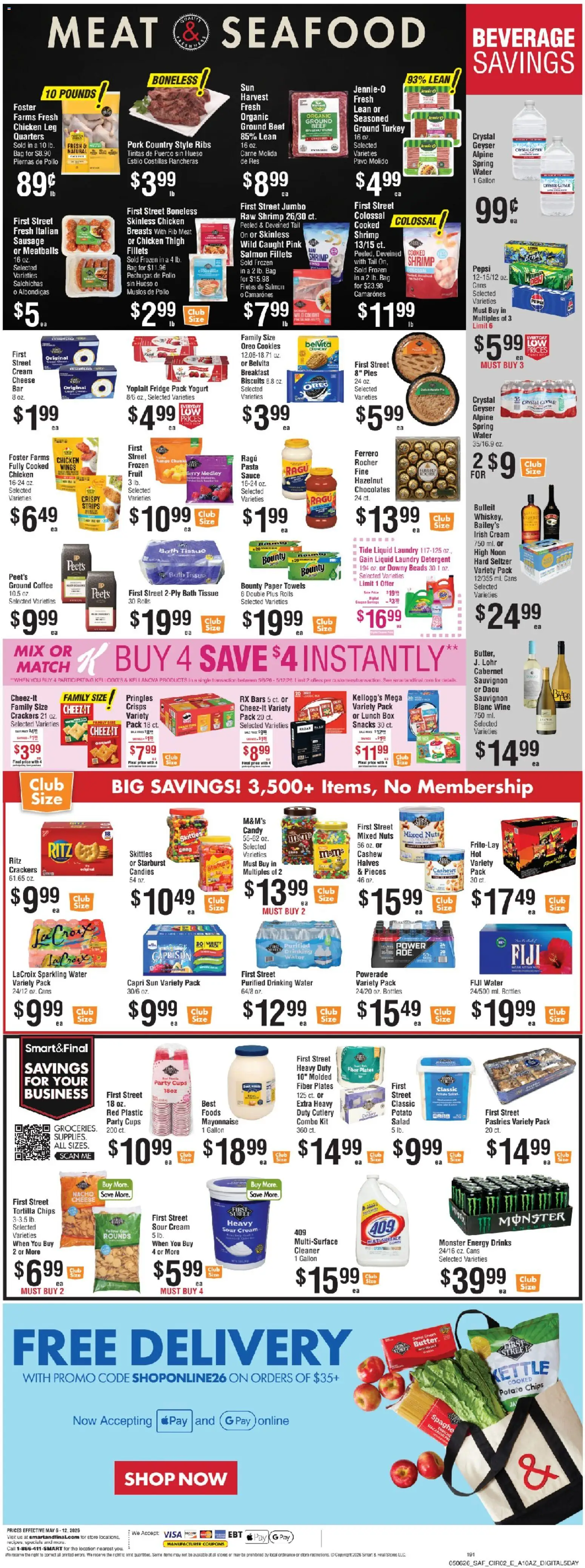 Smart & Final Weekly Ad - 5 Day A10AZ - valid from 08.05.2026 | Page: 3 | Products: Wine, Sour cream, Beef, Chips