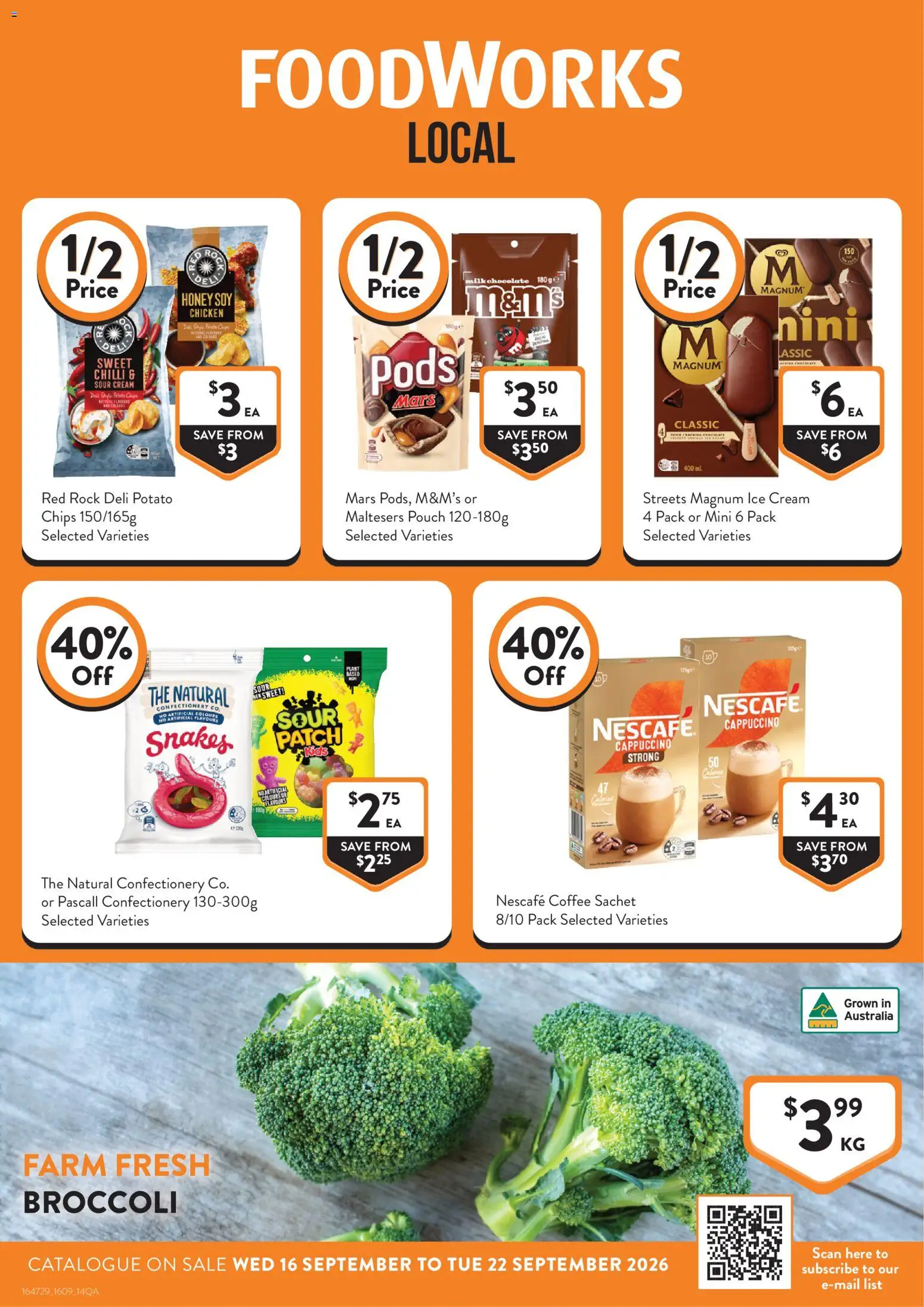 Foodworks catalogue - valid from 16/09/2026 | Page: 1 | Products: Confectionery, Cappuccino, Ice cream, Magnum ice cream