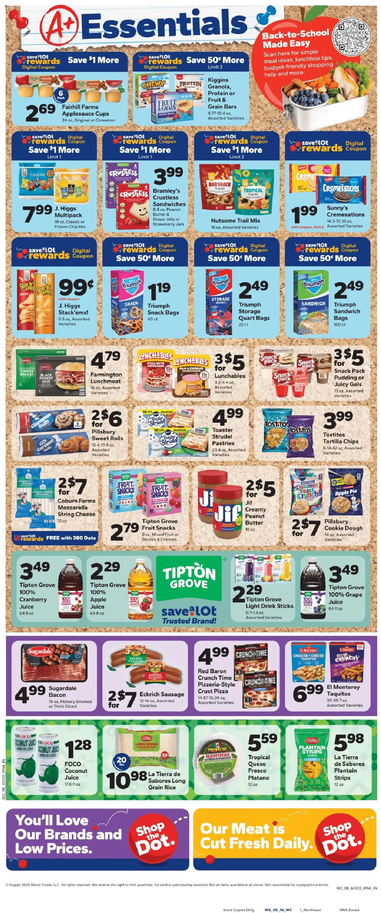 Save a Lot Weekly Ad - valid from 08/12/2026 | Page: 2 | Products: Fruit, Pudding, Snacks, Mozzarella