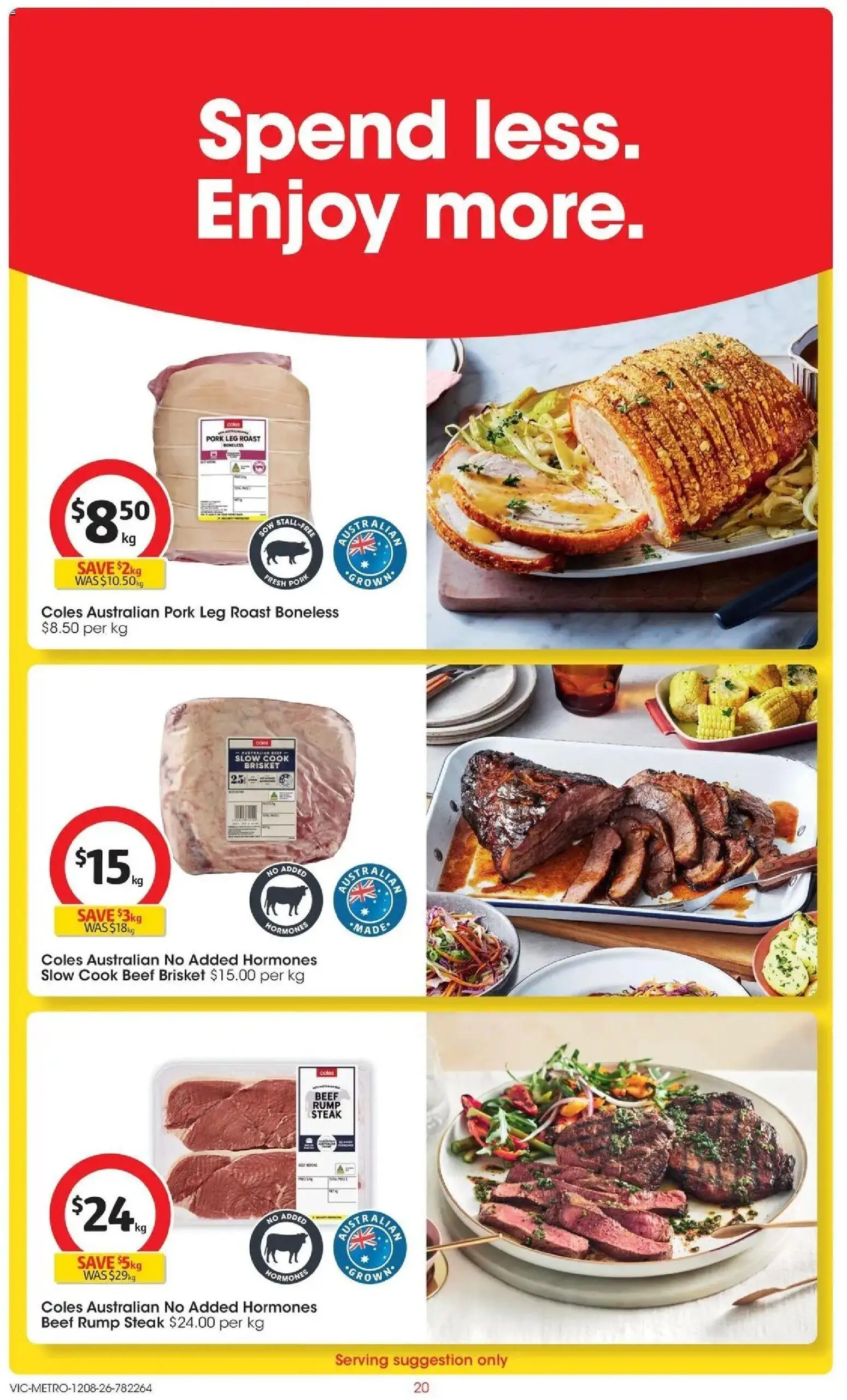 ﻿Coles catalogue valid from 12/08/2026 > Online Australia | Page: 20 | Products: Pork, Roast, Rump steak, Pork leg