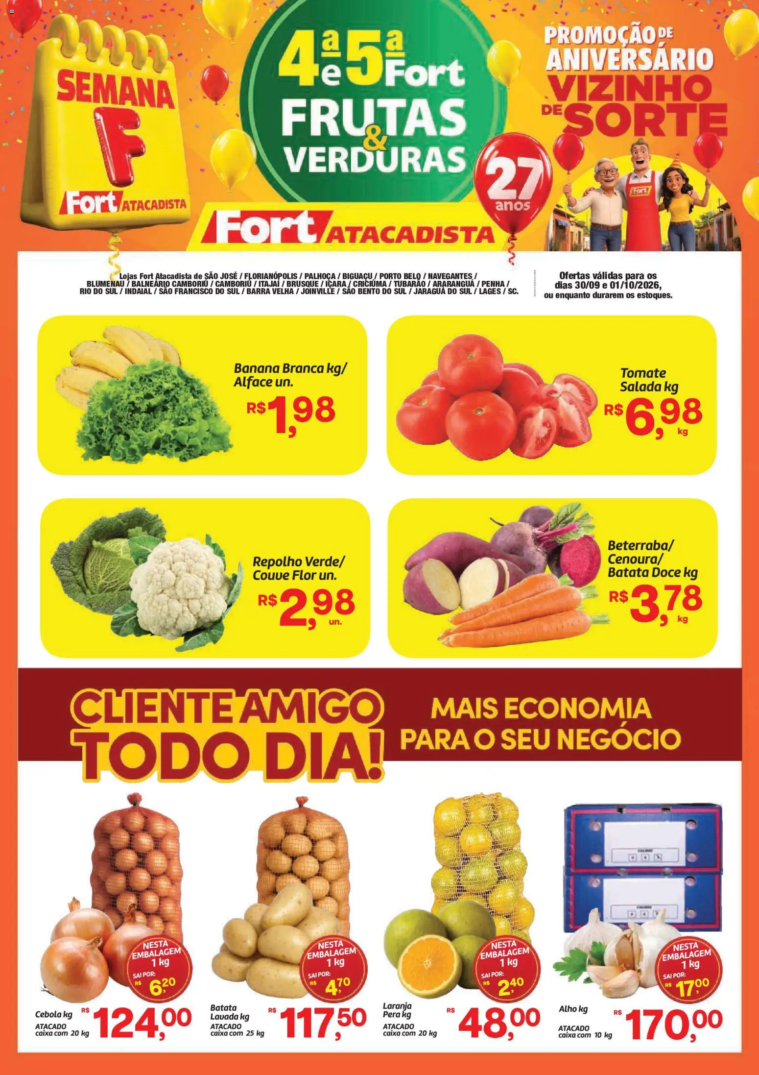 Fort Atacadista Folheto - válido de 30/09/2026 | Página: 1 | Produtos: Tomate, Cebola, Salada, Alface