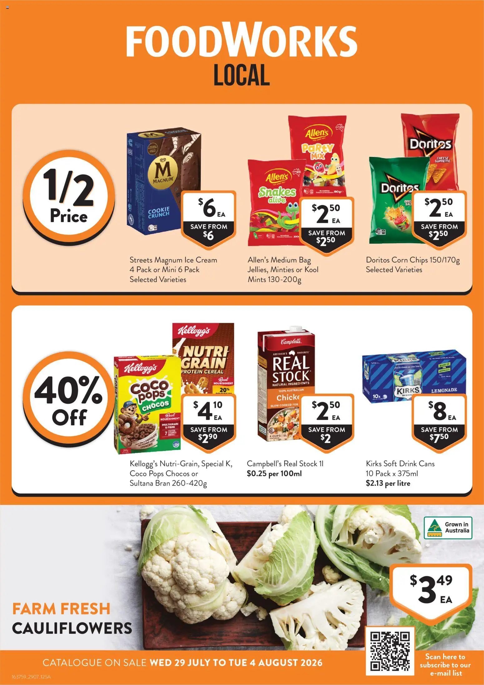 Foodworks catalogue - valid from 29/07/2026 | Page: 1 | Products: Cups, Chocolate, Cream, Ice cream