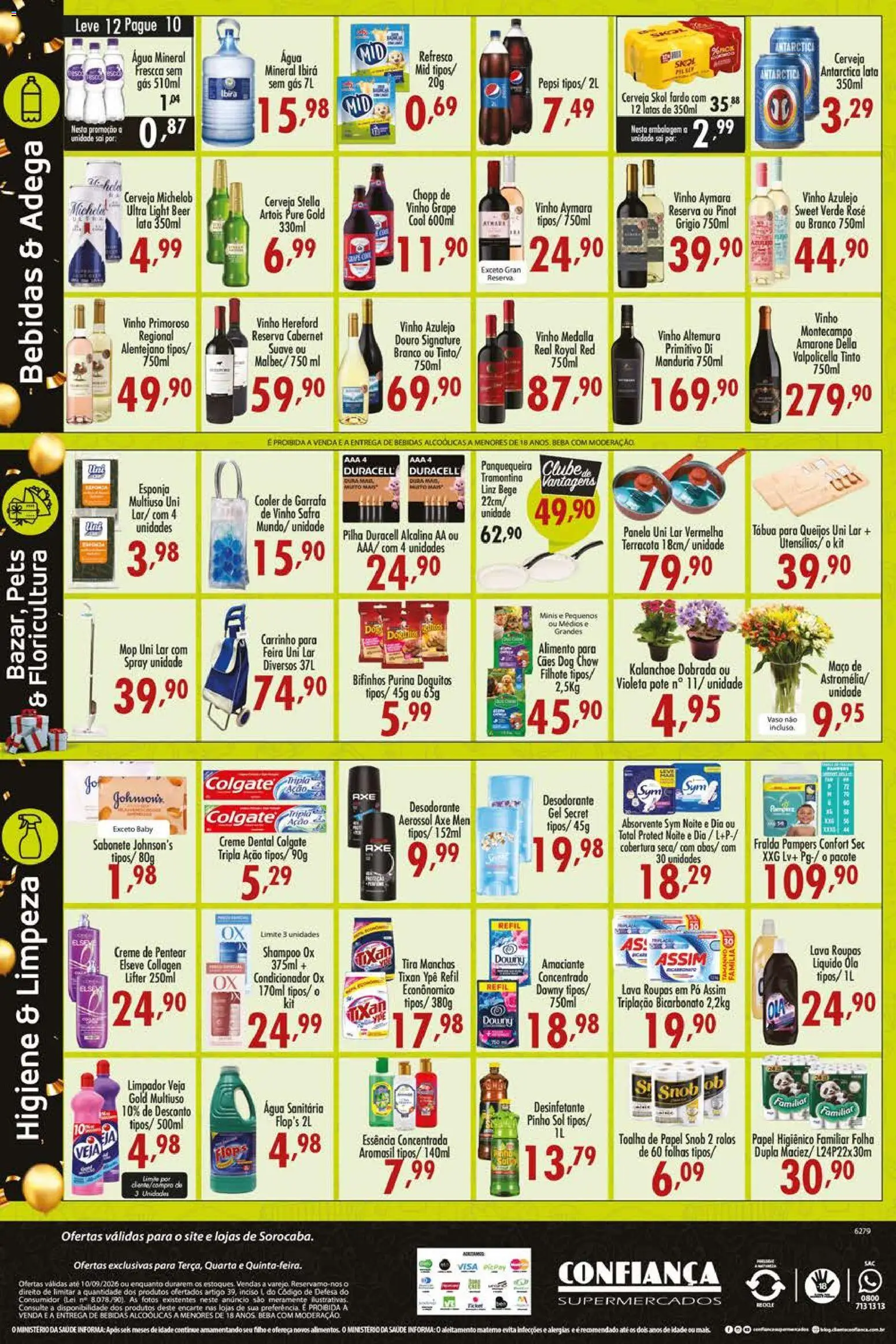 Confiança Folheto - válido de 08/09/2026 | Página: 4 | Produtos: Refresco, Vinho, Água, Papel higiênico