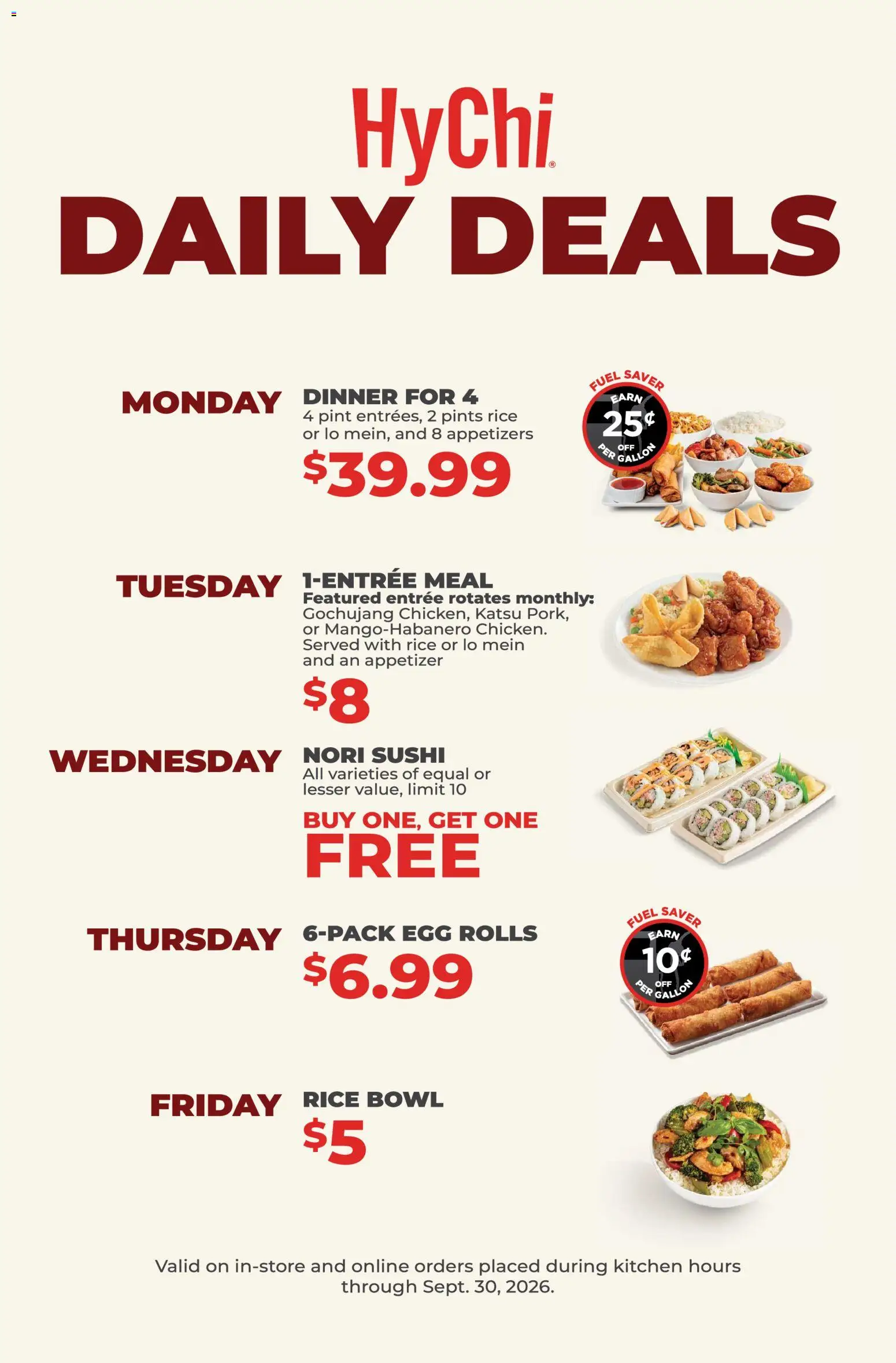 HyVee HyChi Daily Deals - valid from 08/06/2026 | Page: 1 | Products: Sushi, Rice