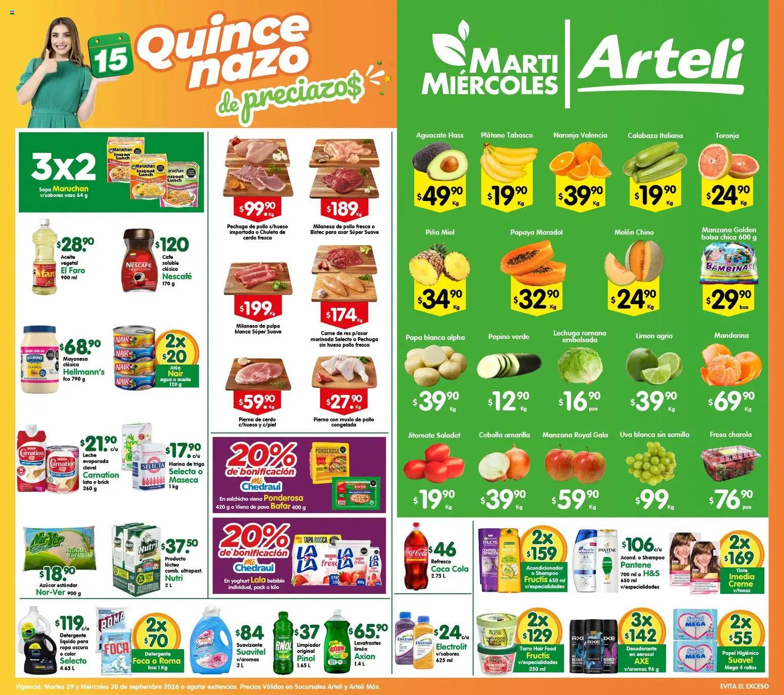 Nuevas ofertas de Arteli válidas en toda la República Mexicana desde el 29/09/2026. ¡Encuentra las mejores ofertas en Arteli folleto Tuxpan! | Página: 1 | Productos: Desodorante, Cebolla, Mayonesa, Pavo