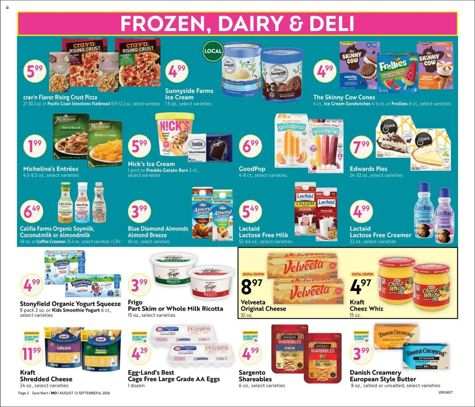 Save Mart Big Book of Savings - valid from 08/12/2026 | Page: 2 | Products: Meat, Milk, Butter, Eggs
