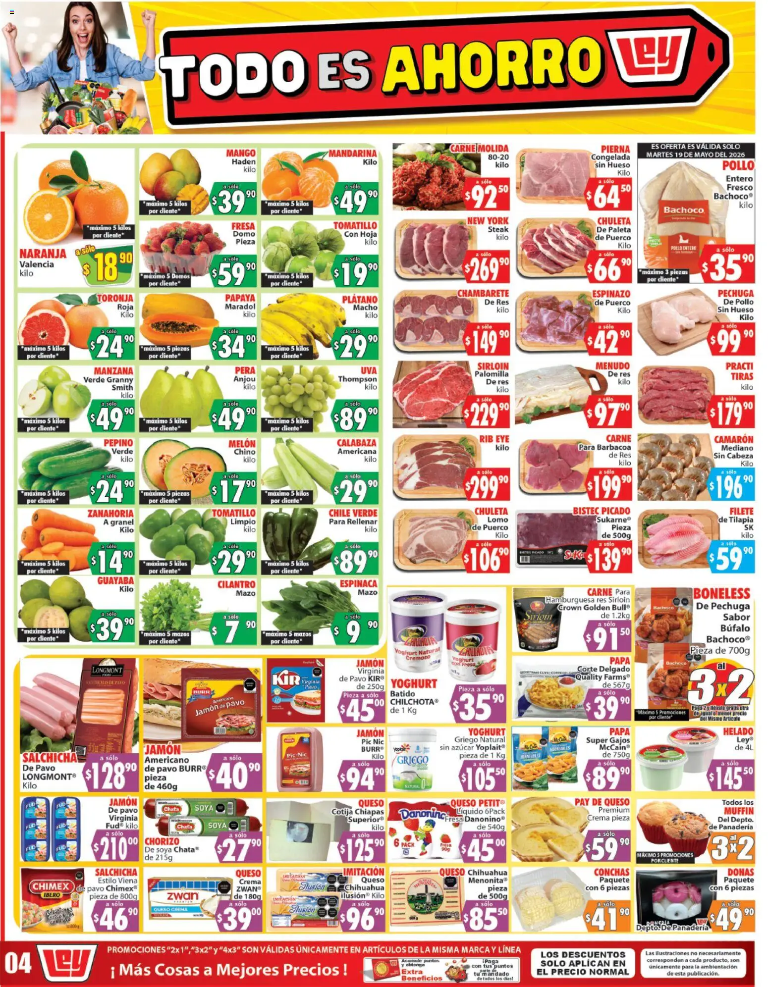Nuevas ofertas de Casa Ley válidas en toda la República Mexicana desde el 19.05.2026. ¡Encuentra las mejores ofertas en Casa Ley folleto Autoservicio La Paz, BCS! | Página: 1 | Productos: Azúcar, Pera, Melón, Chorizo