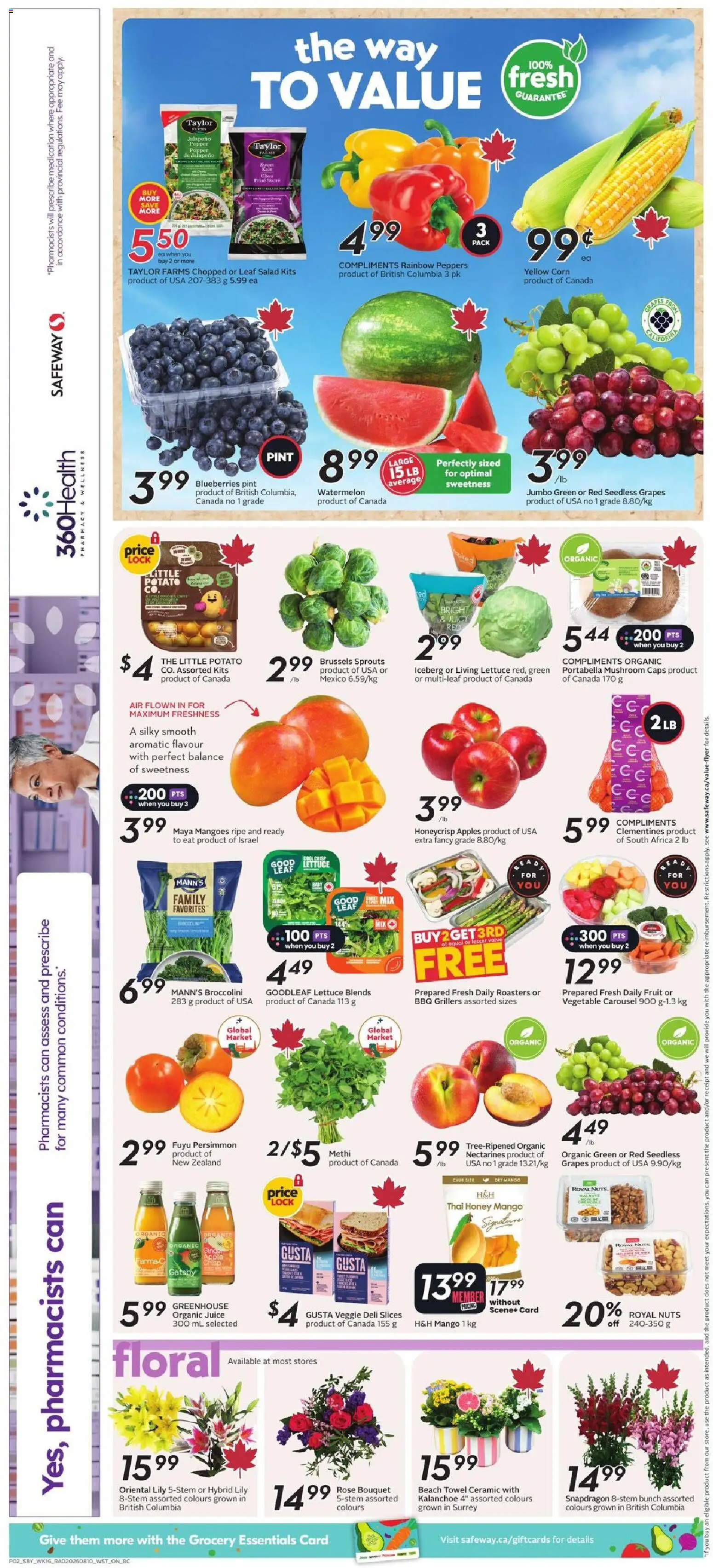 Safeway flyer valid from Aug 13, 2026 | Page: 5 | Products: Sweetness, Blueberries, Mango, Watermelon