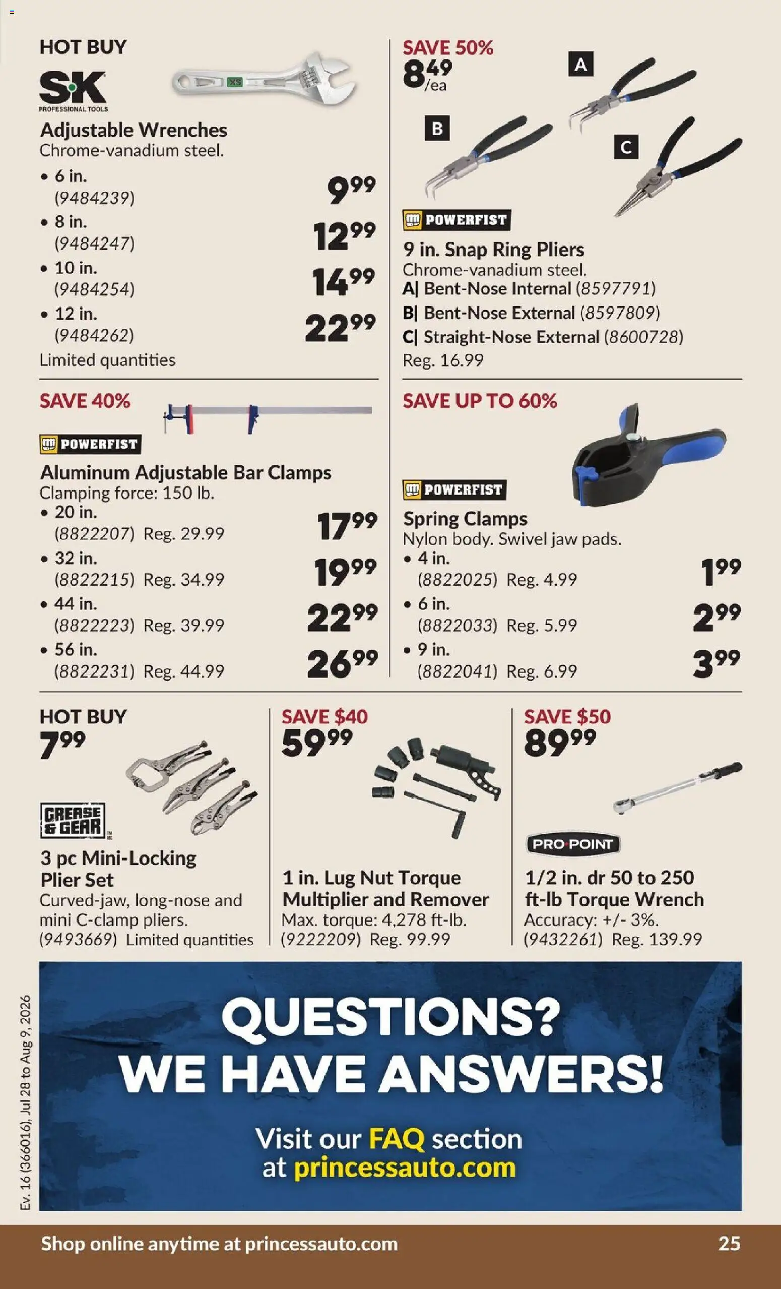 Princess Auto flyer valid from Jul 28, 2026 | Page: 30 | Products: PC, Tools